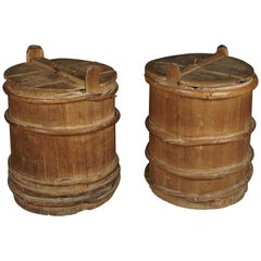 Antique Pair of Grain Barrels from Sweden, circa 1900
