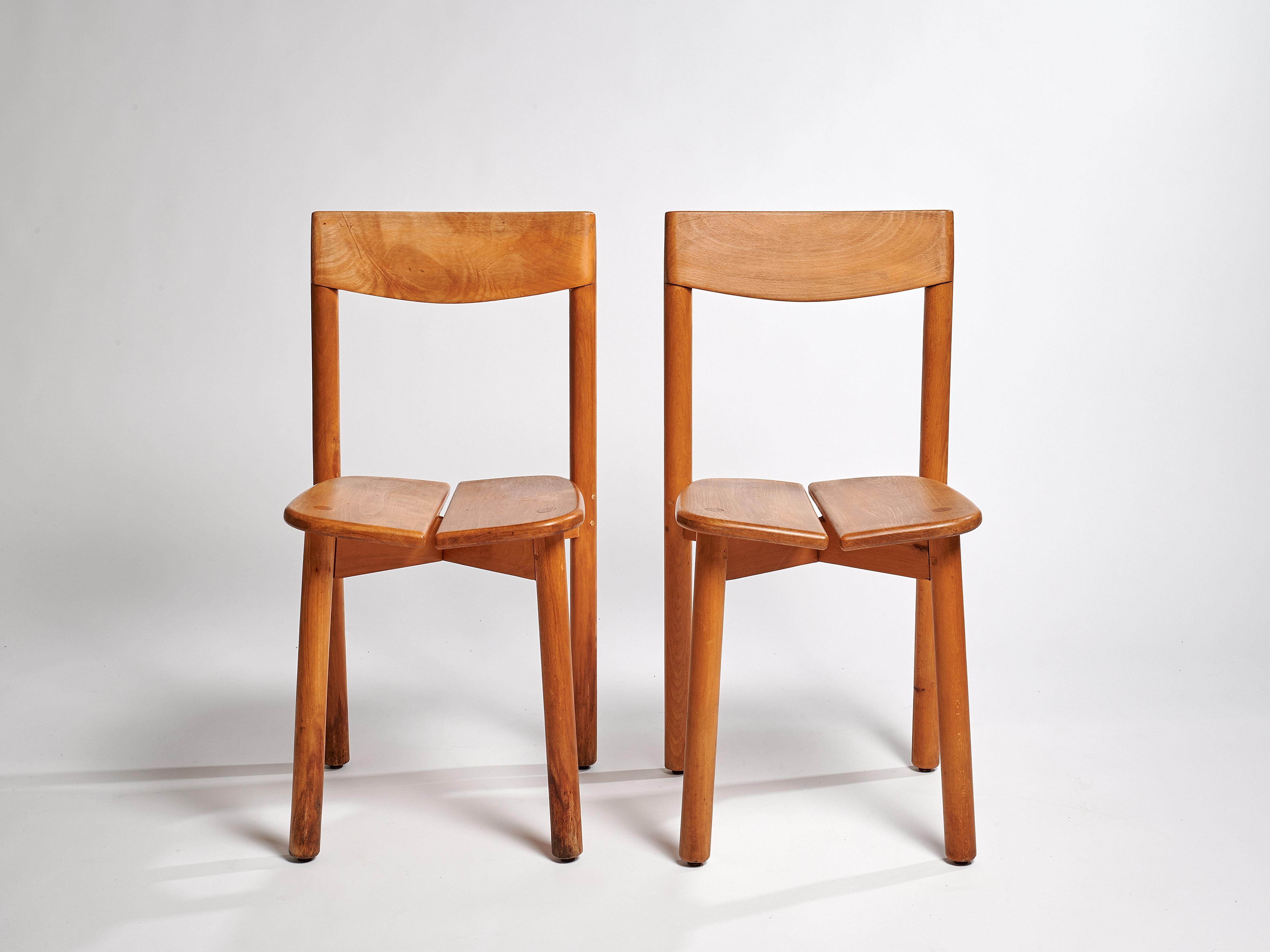 Mid-Century Modern Pair of Grain de café chairs by Pierre Gautier-Delaye, France, 1960 For Sale