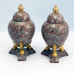 Antique Grainger Worcester Covered Urns, Porcelain, Pair, Hand-Painted, 1890