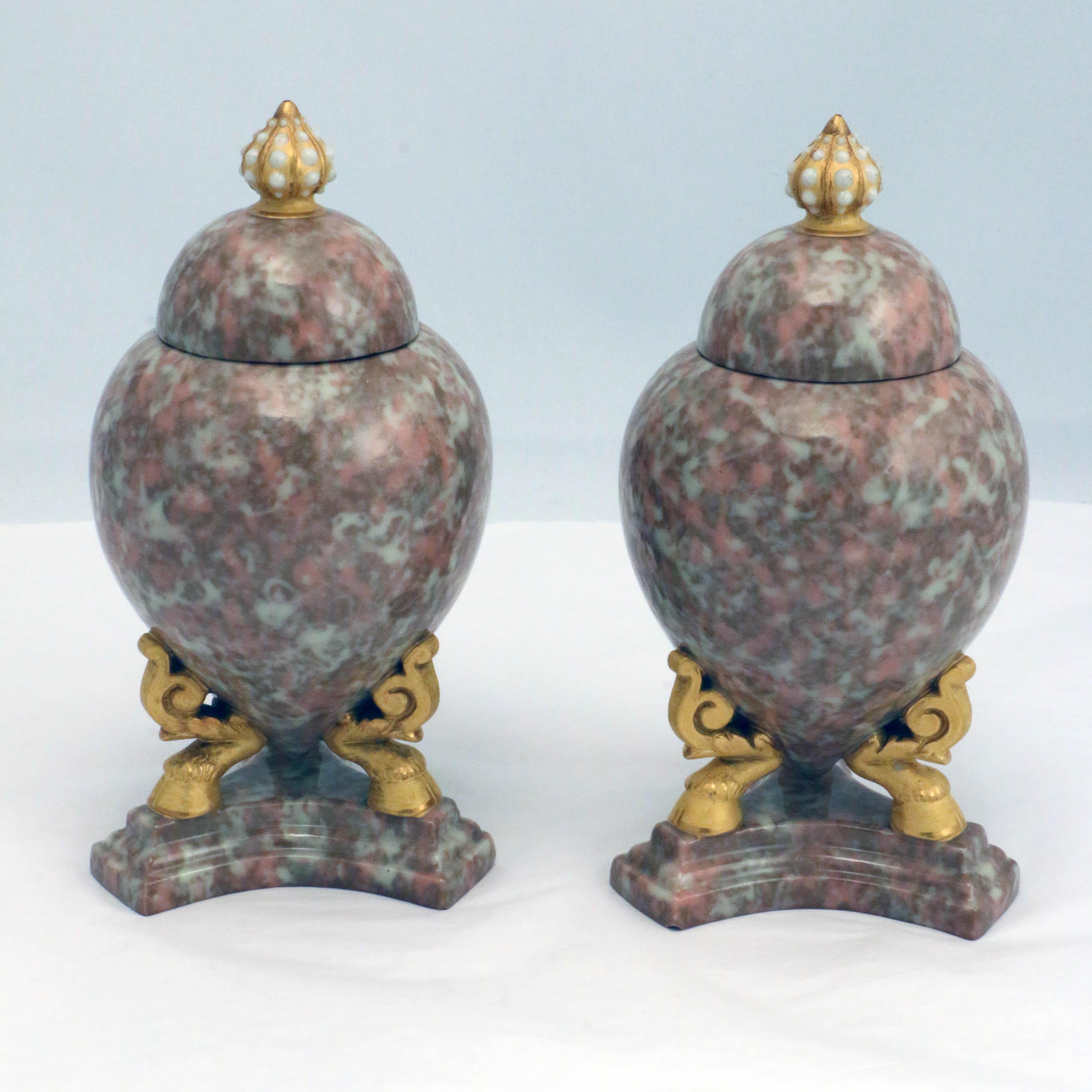 Empire Pair of Grainger Worcester Covered Urns For Sale