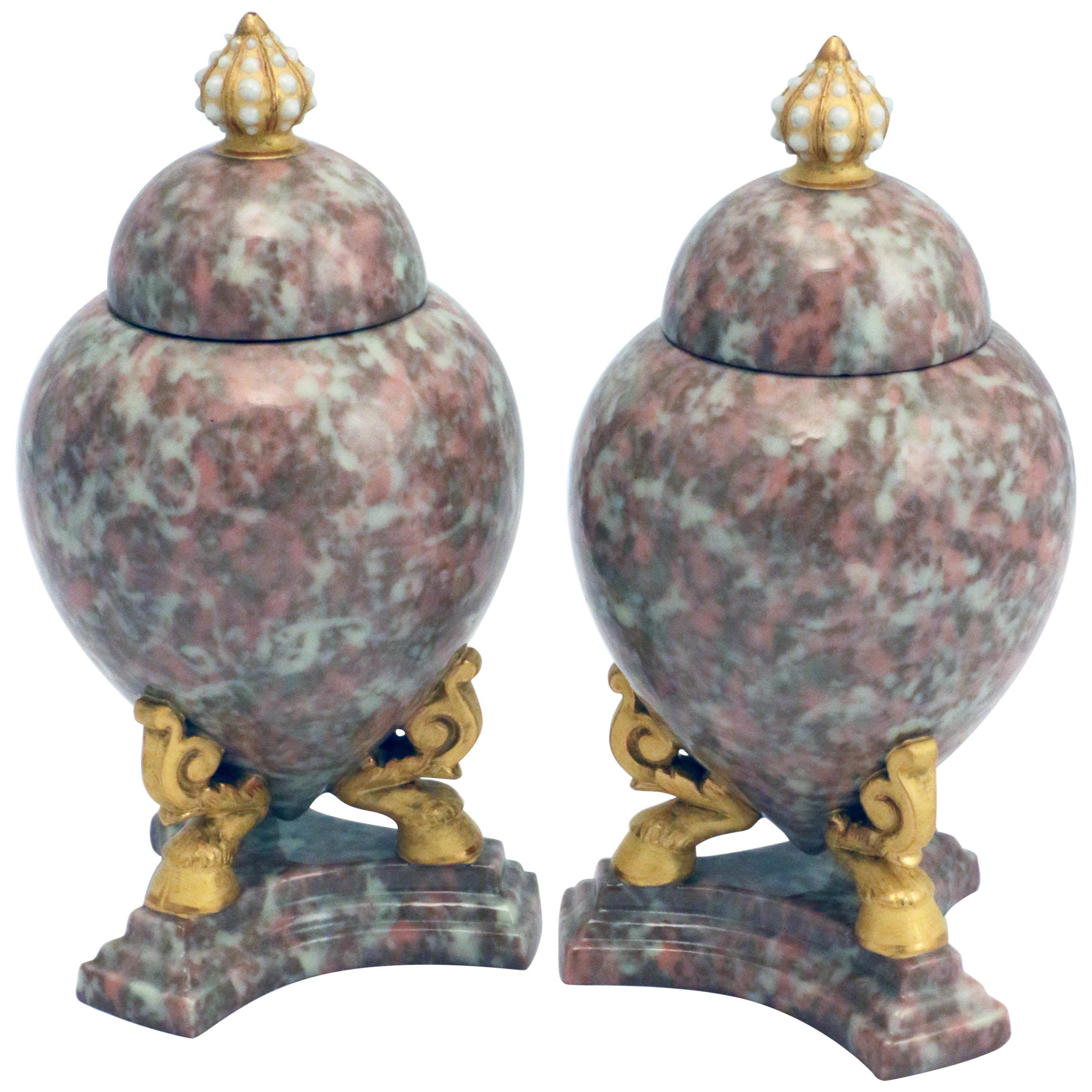 Pair of Grainger Worcester Covered Urns For Sale