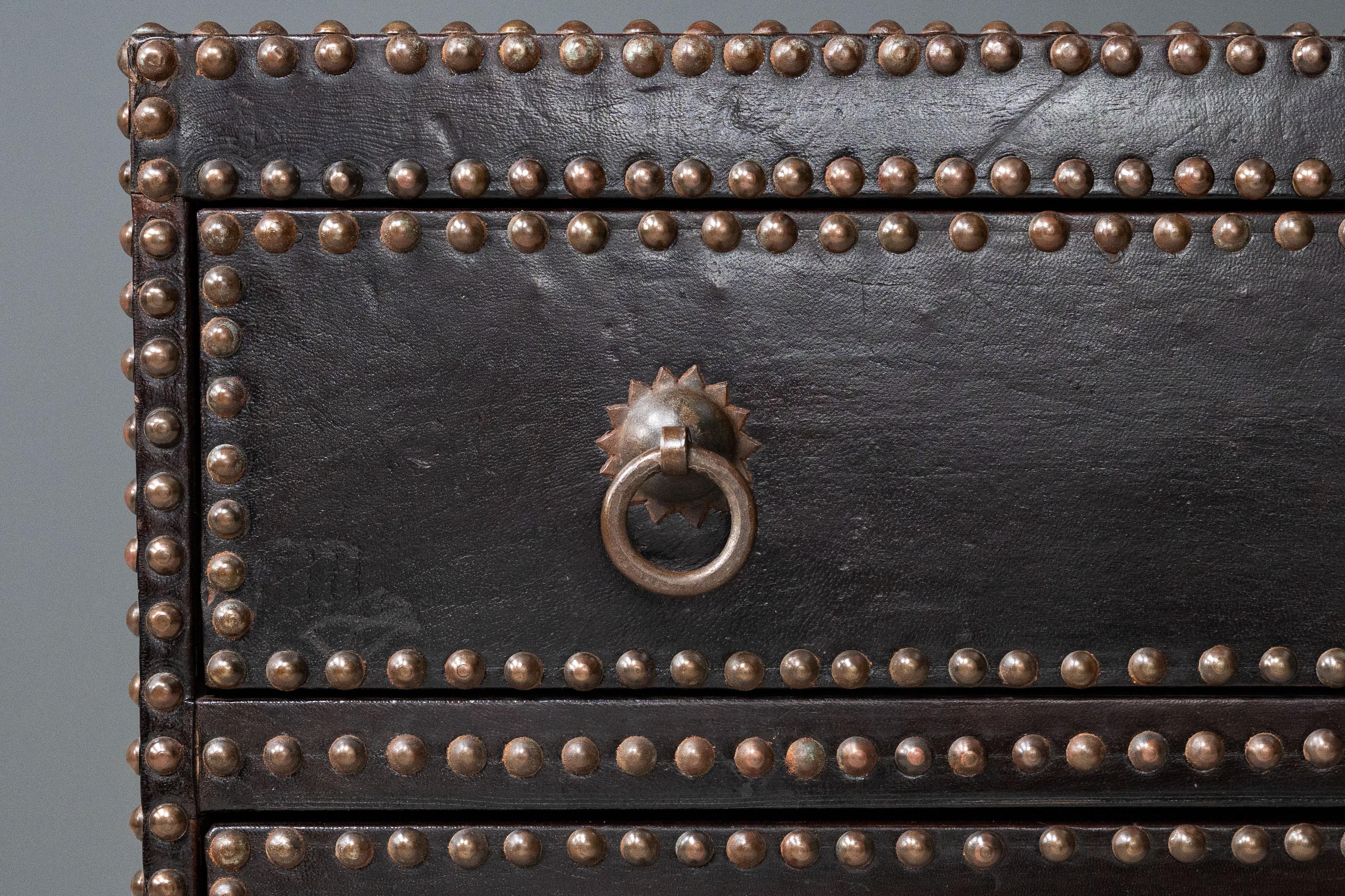 Brass Pair of Gramercy Park Hotel Leather Chests