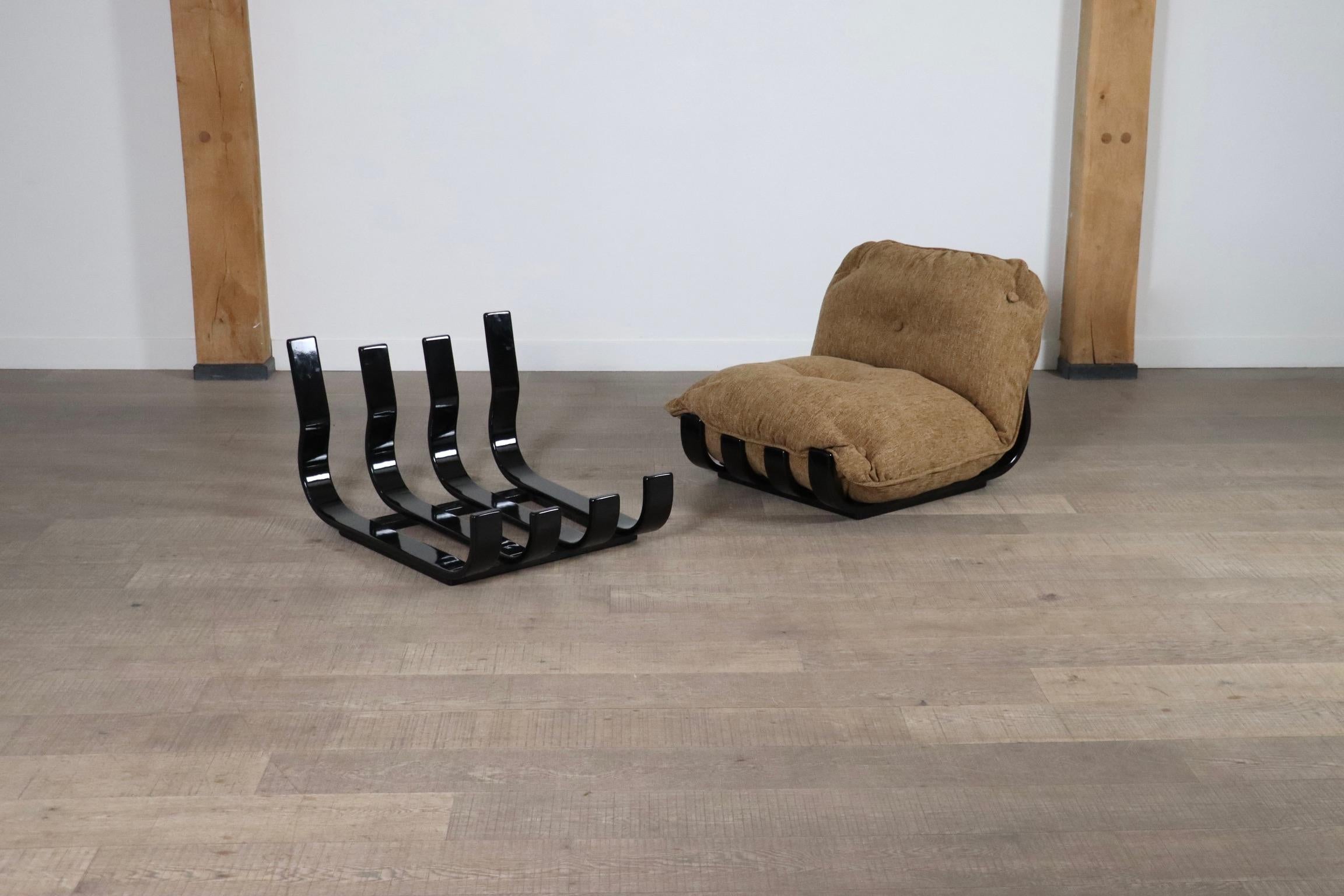 Pair Of Gran Visir Lounge Chairs In Beige By Luciano Frigerio, Italy, 1970s 13