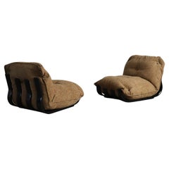 Pair Of Gran Visir Lounge Chairs In Beige By Luciano Frigerio, Italy, 1970s