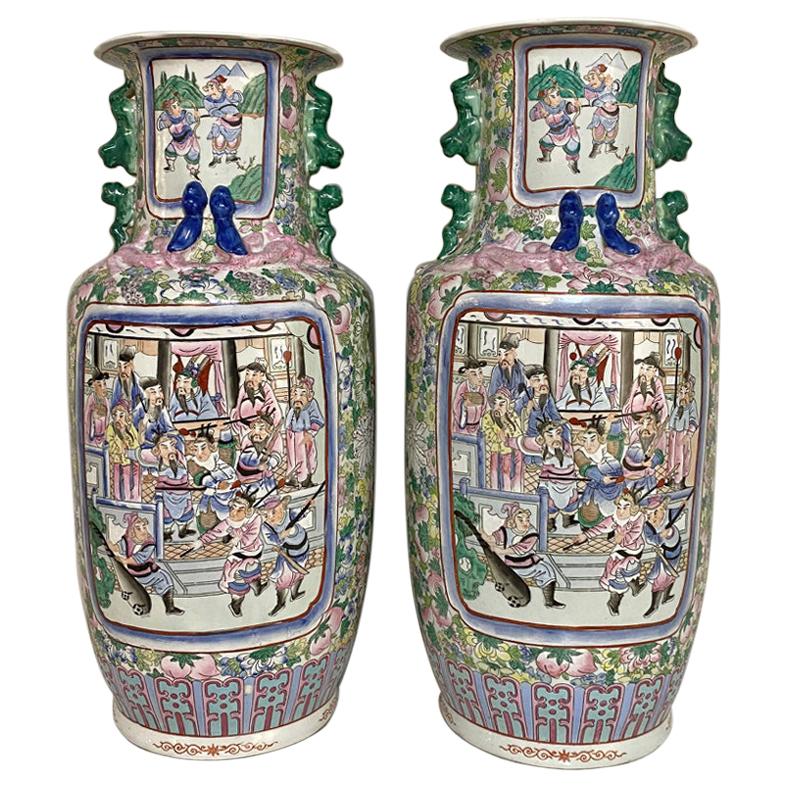 Pair of Grand Antique Chinese Export Vases