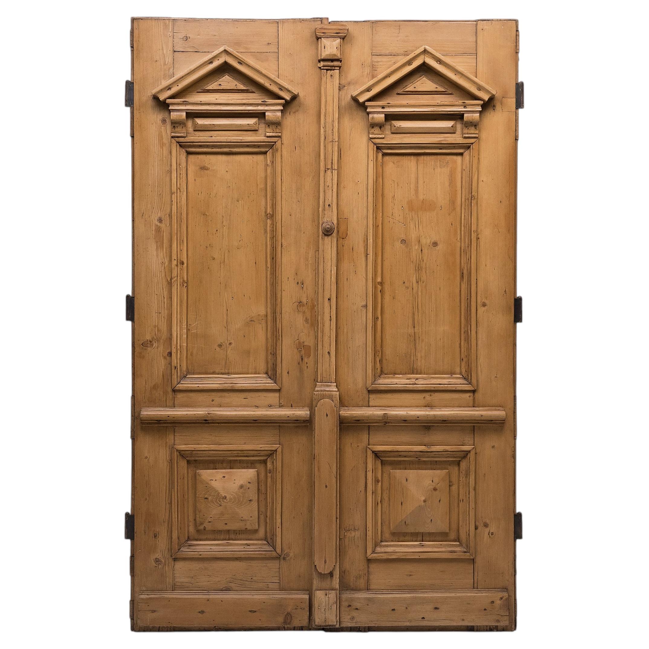 Pair of Grand Belgian Pine Double Doors, c. 1830 For Sale