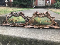 Pair of Venetian Grand Canal Scenes in Carved Giltwood Frames