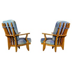 Paire de fauteuils en chêne " Grand Confort " par Guillerme & Chambron France 1960's