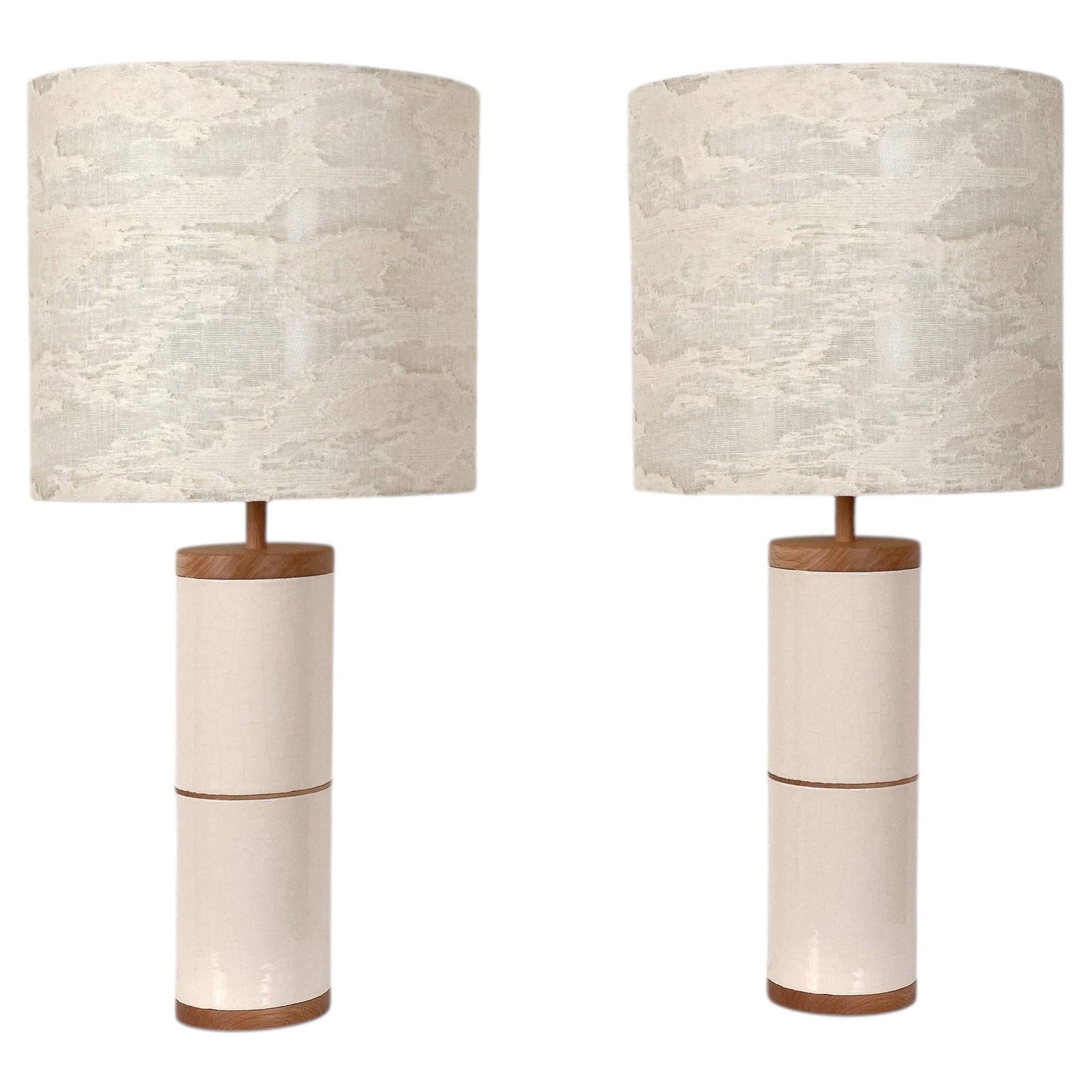 PAIR OF GRAND FEU Ceramic table lamps by Gerard Simoen (2024) For Sale