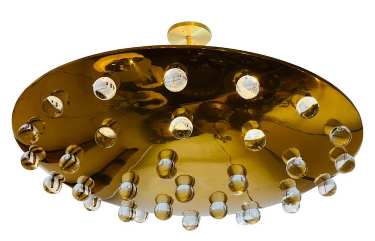 Pair of Grand  French 1960s Crystal Flush Ceiling Light, Midcentury In Excellent Condition For Sale In New York, NY