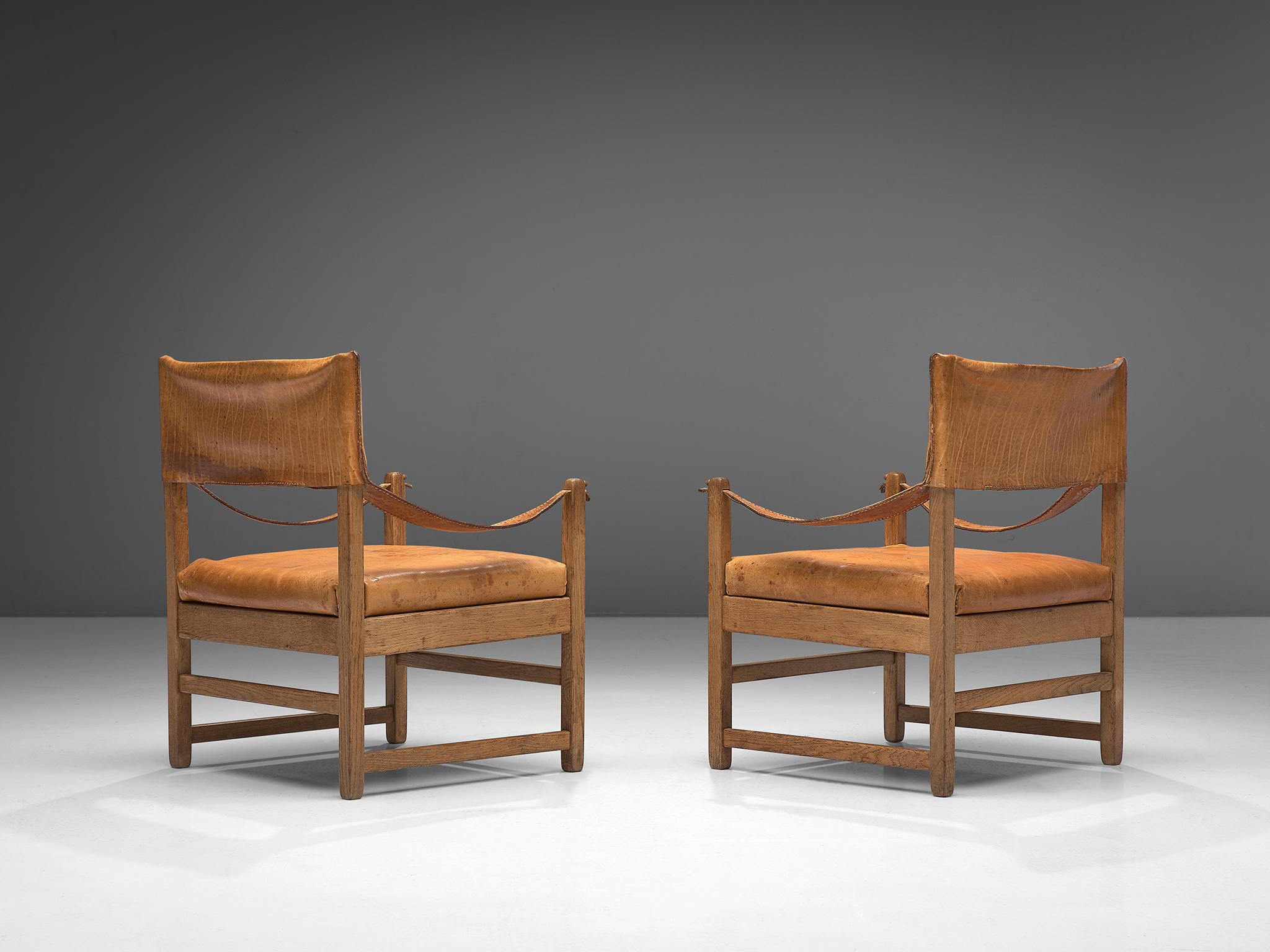 Mid-Century Modern Pair of Grand French Lounge Chairs