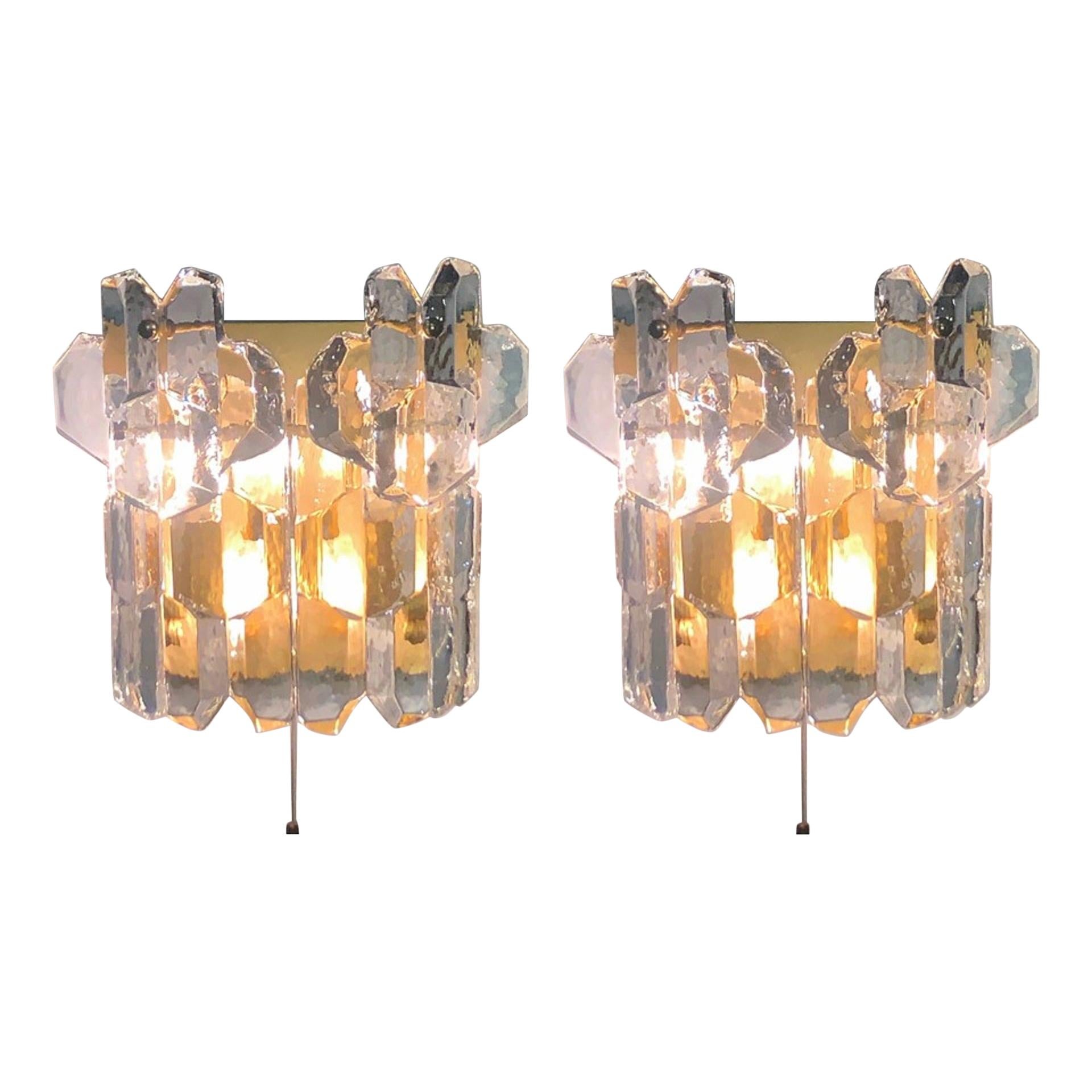 Pair of Grand J.T. Kalmar "Palazzo" Wall Sconces, Vienna, 1960s For Sale