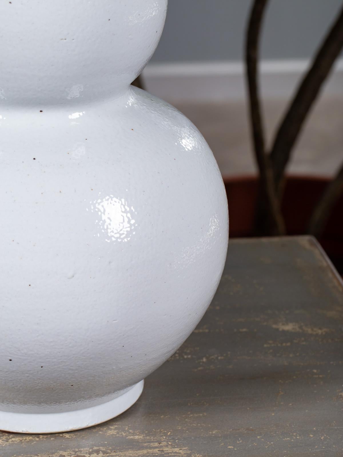 Contemporary Pair of Grand Modern Double Gourd Handmade Vases as Custom Lamps