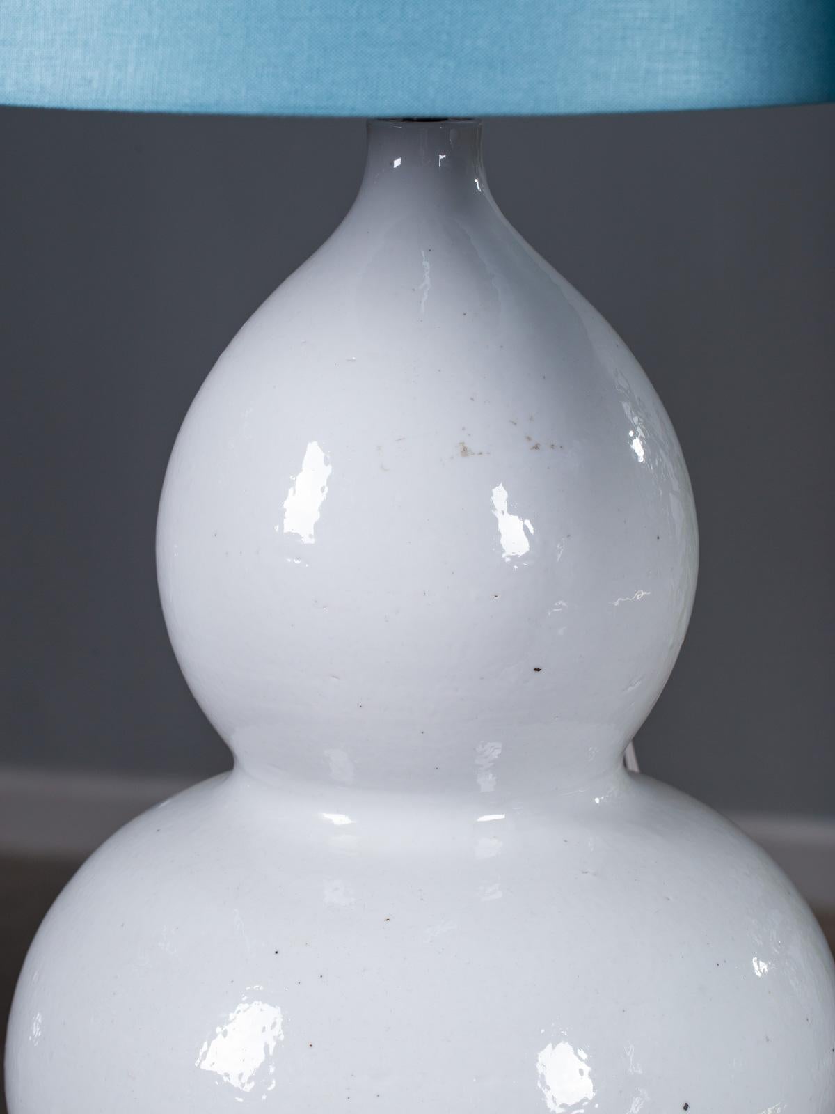 Earthenware Pair of Grand Modern Double Gourd Handmade Vases as Custom Lamps