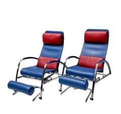 Pair of  Grand Repos Lounge Chairs with Stools by Jean Prouvé Tecta , 1980s