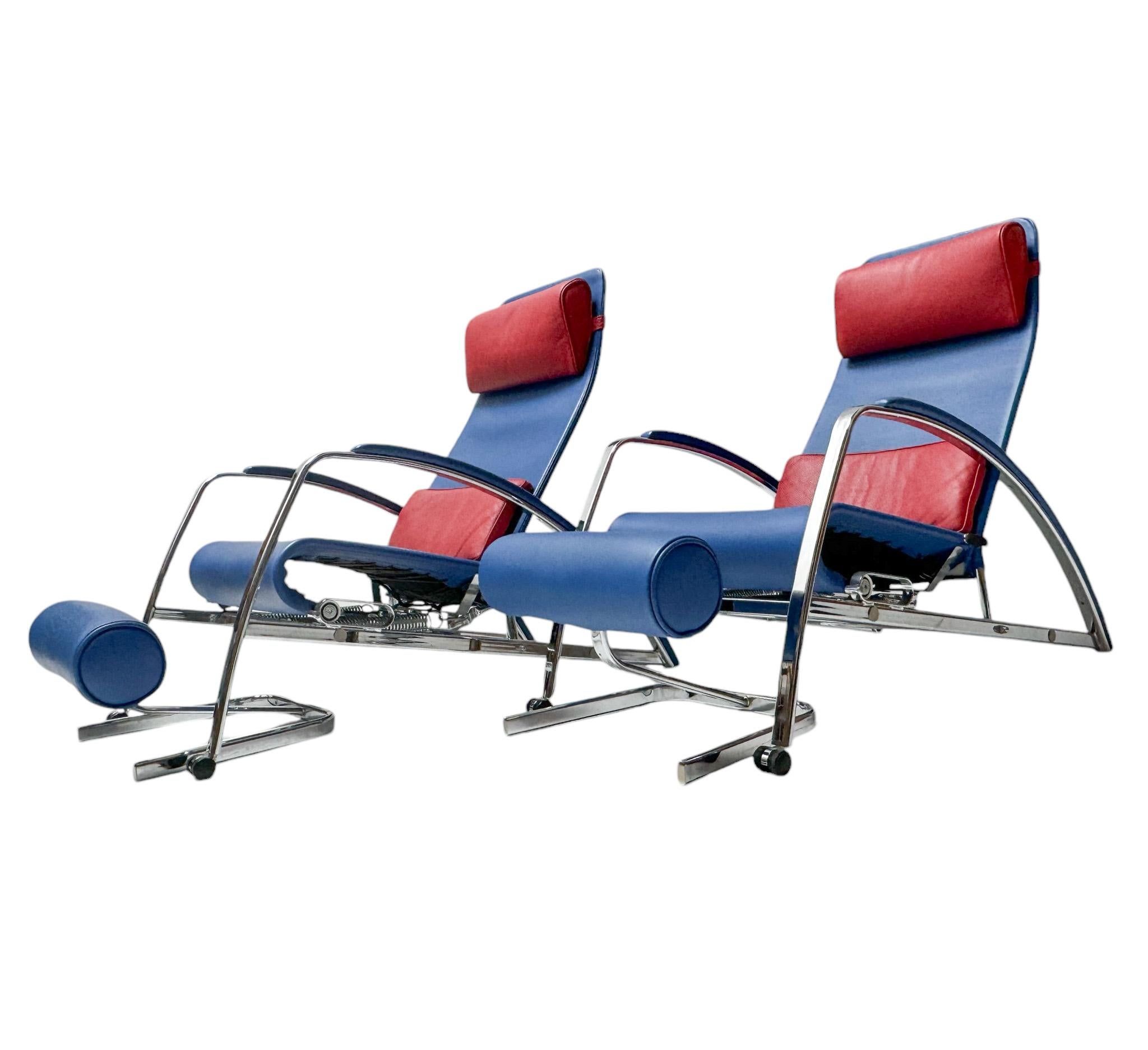 Par de  Sillas de salón con taburetes Grand Repos de Jean Prouvé Tecta , años 80 Art Decó en venta