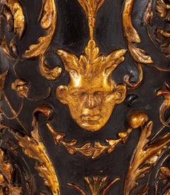 Pair of Grand Scale 19th Century Painted and Parcel Gilt Columns