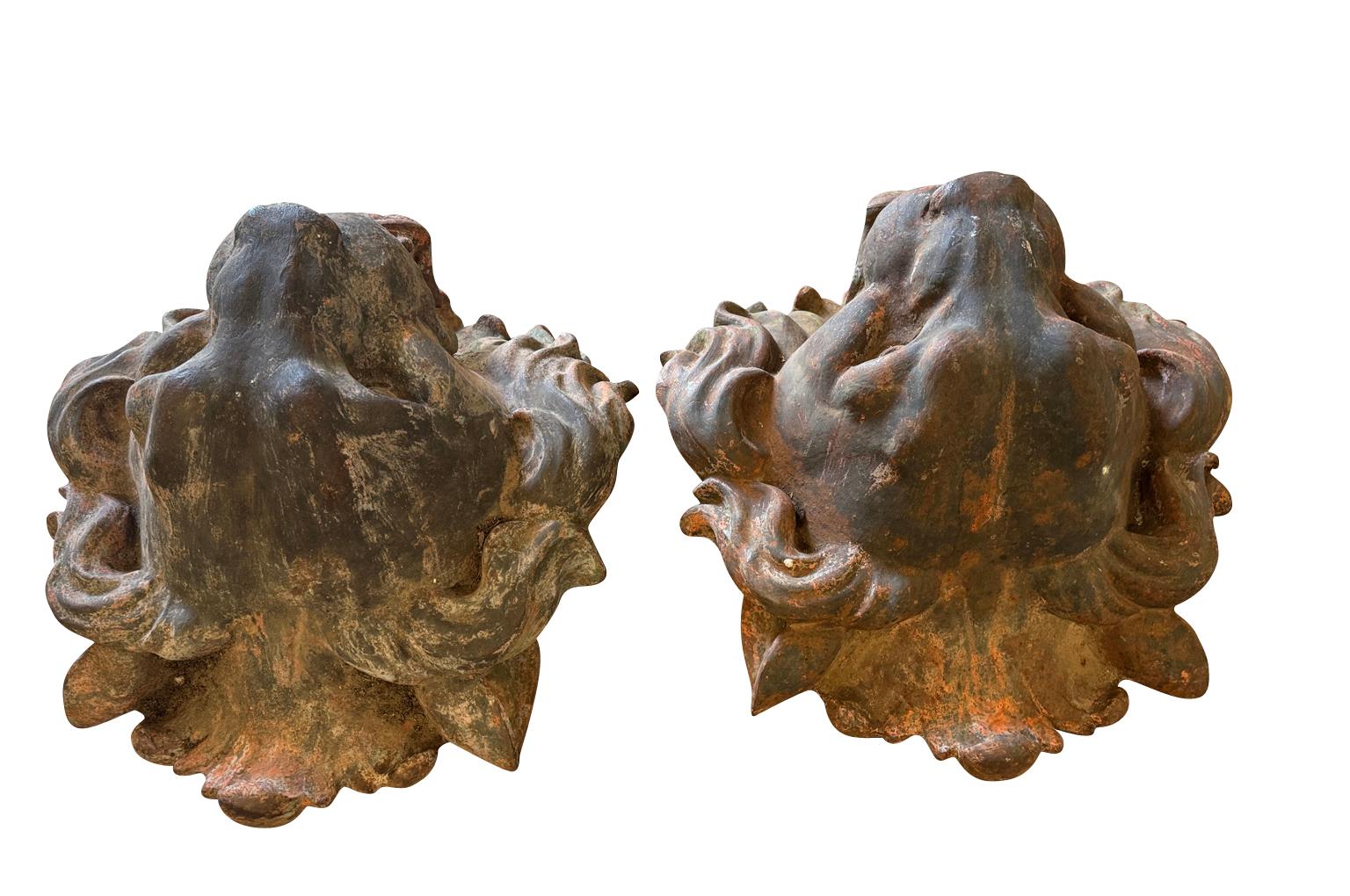 Pair Of Grand Scale French Iron Lions' Heads For Sale 5