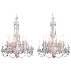 Pair of Grand Scale Mid-Victorian 24-Light Cut-Crystal Chandeliers