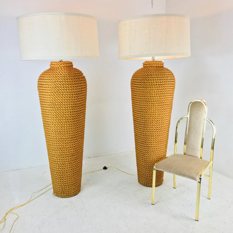 Pair of Grand Scale Rope Floor Lamps at 1stDibs