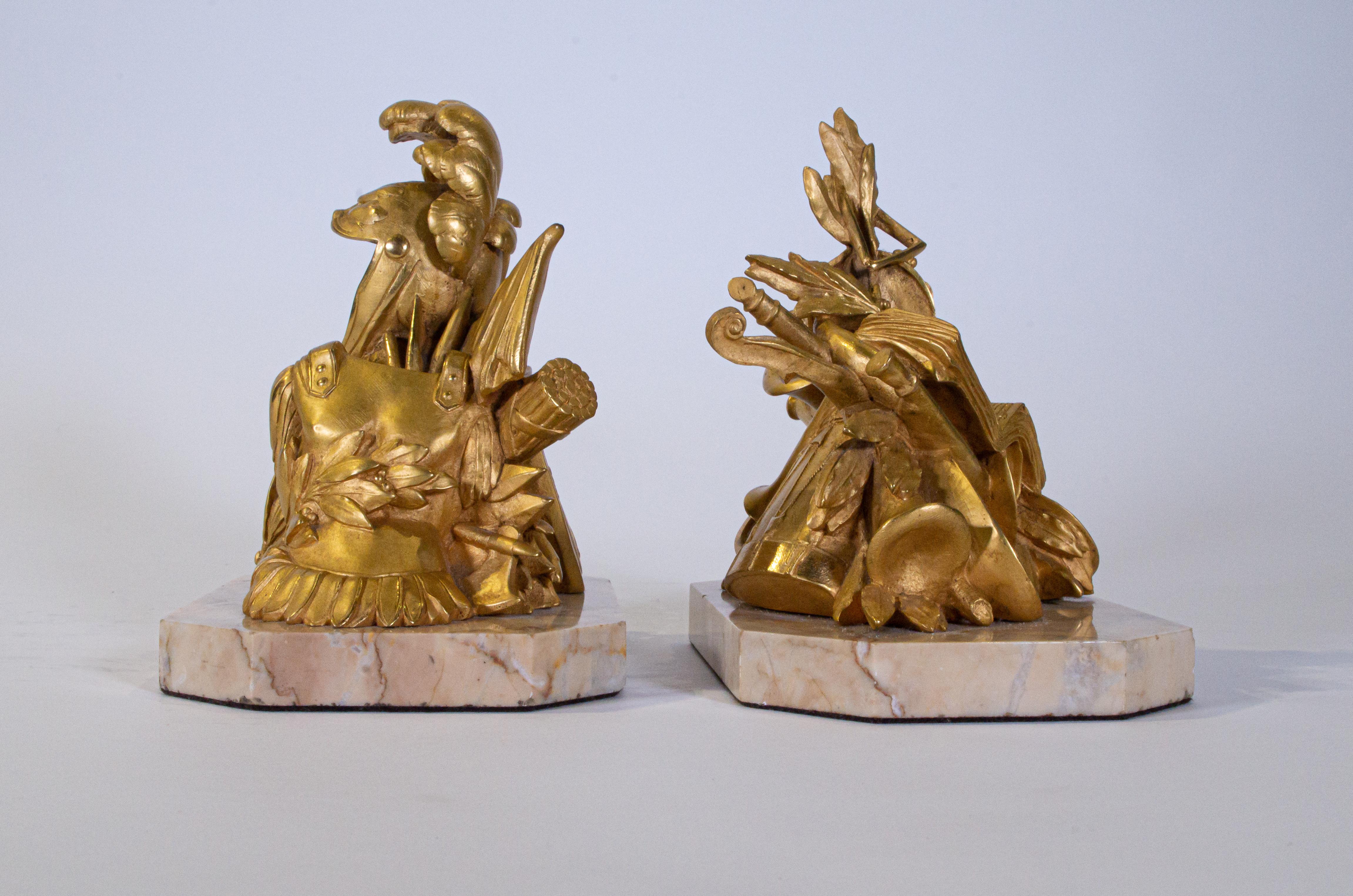 French Pair of Grand Tour Armorial Dore Bronze Bookends/Paperweights For Sale