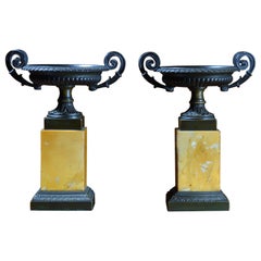 Pair of Grand Tour Bronze and Siena Marble Tazza