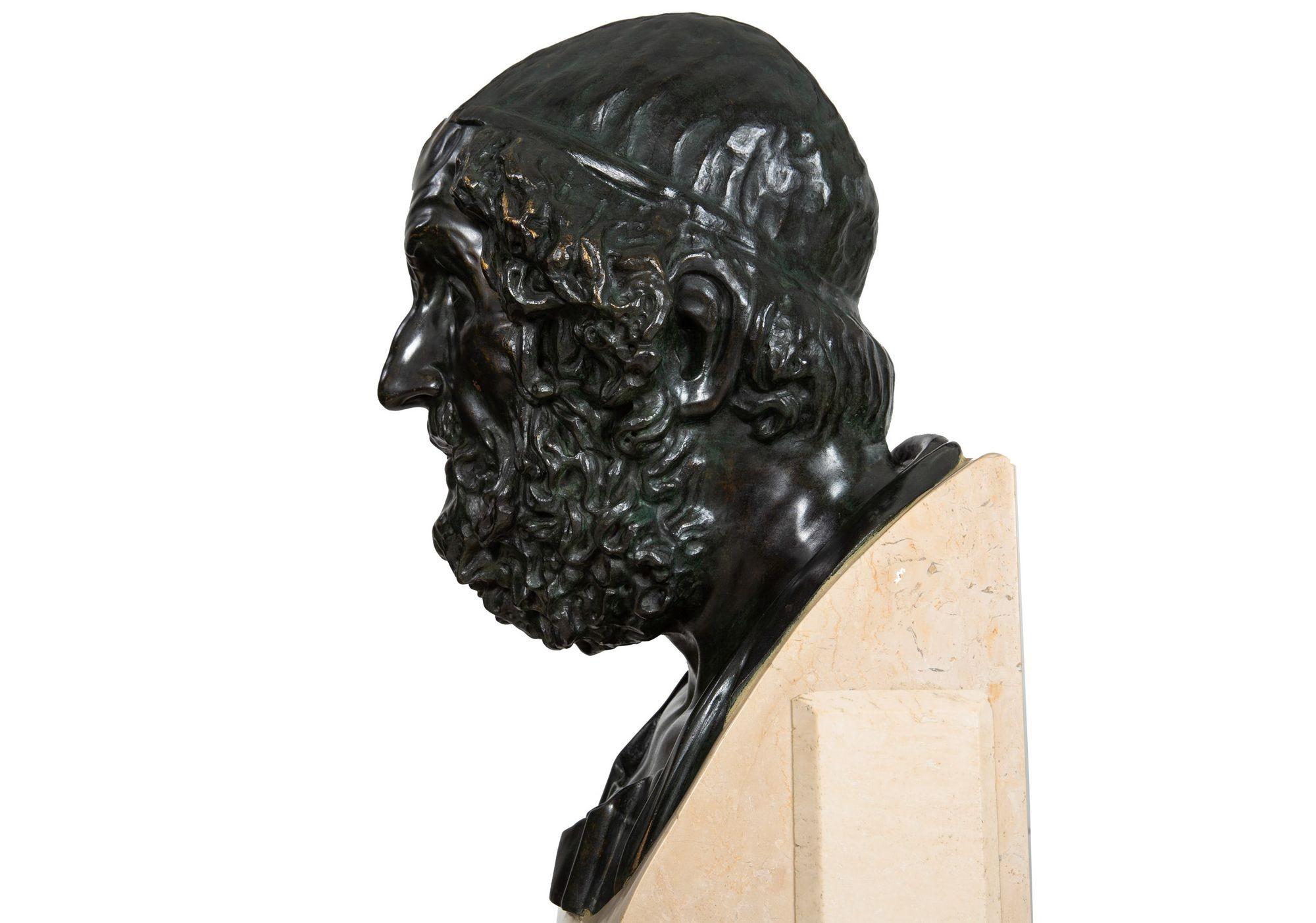 Paire de bustes en bronze du Grand Tour, Homer et Pseudo-Seneca, vers 1880 4