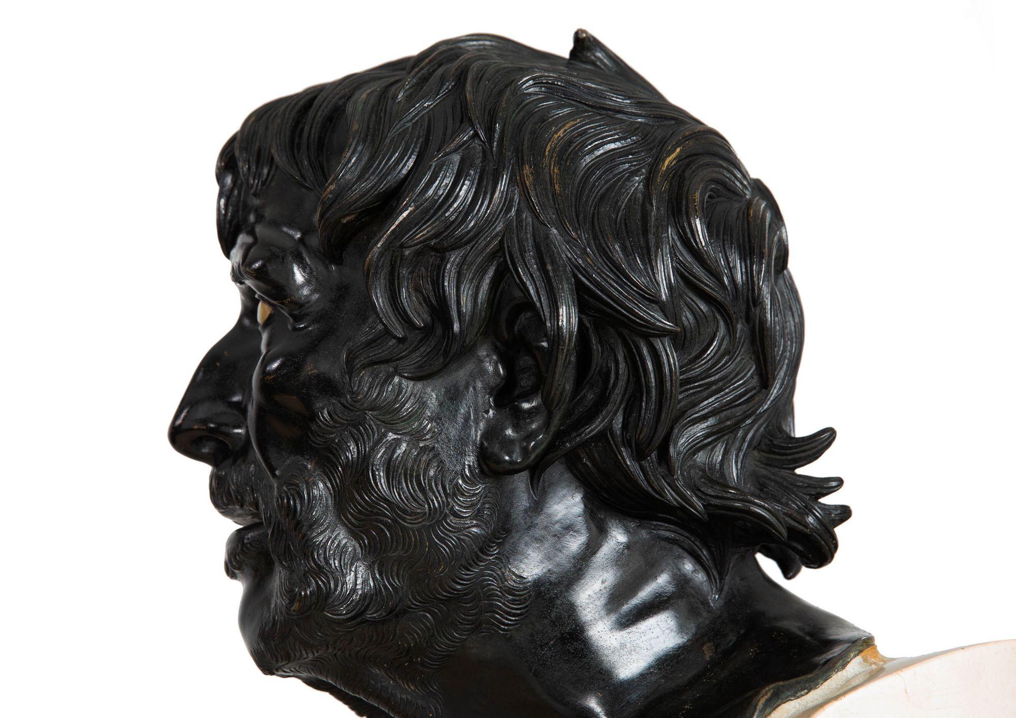 Pair of Grand Tour Bronze Busts, “Homer” & “Pseudo-Seneca”, circa 1880 For Sale 6