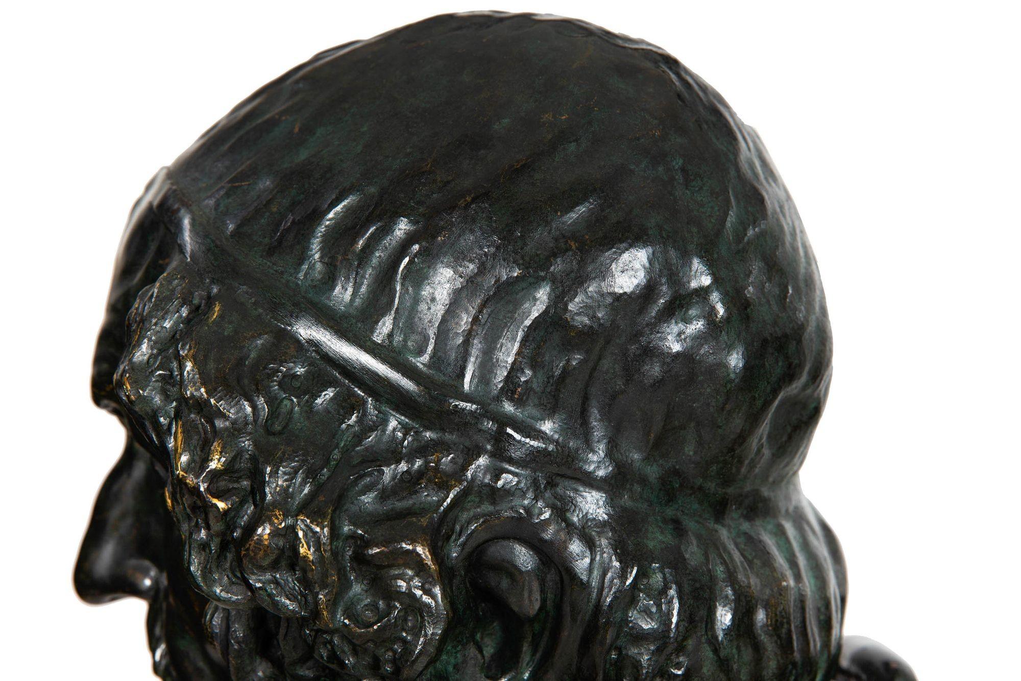 Paire de bustes en bronze du Grand Tour, Homer et Pseudo-Seneca, vers 1880 13