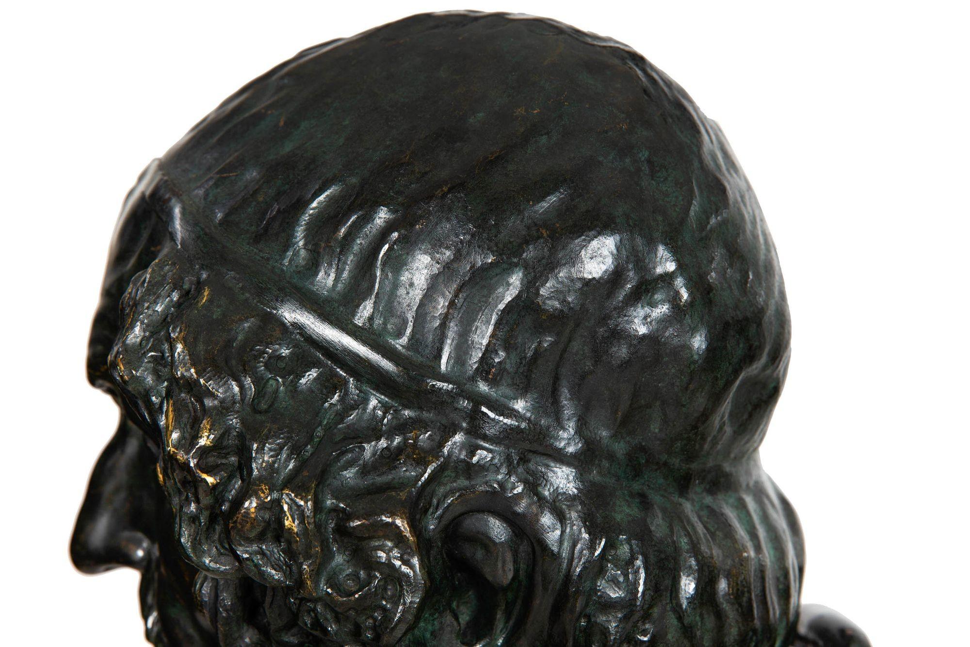 Pair of Grand Tour Bronze Busts, “Homer” & “Pseudo-Seneca”, circa 1880 For Sale 14