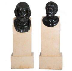 Coppia di busti in bronzo del Grand Tour, "Homer" e "Pseudo-Seneca", 1880 ca.