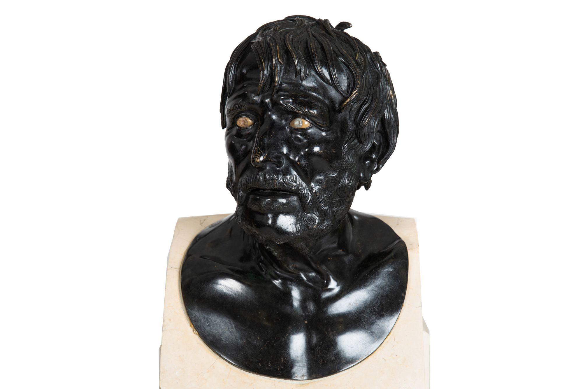 Pair of Grand Tour Bronze Busts, “Homer” & “Pseudo-Seneca”, circa 1880 For Sale 3