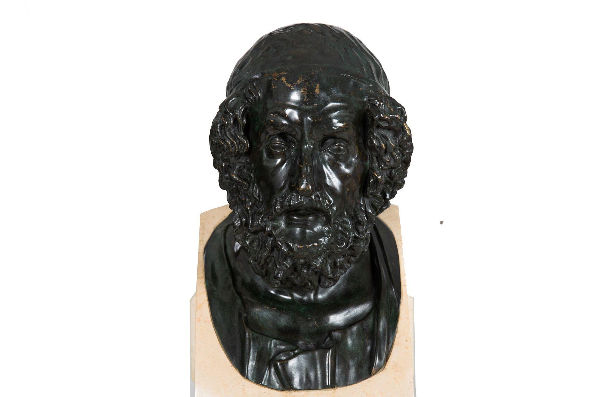 Pair of Grand Tour Bronze Busts, “Homer” & “Pseudo-Seneca”, circa 1880 For Sale 4