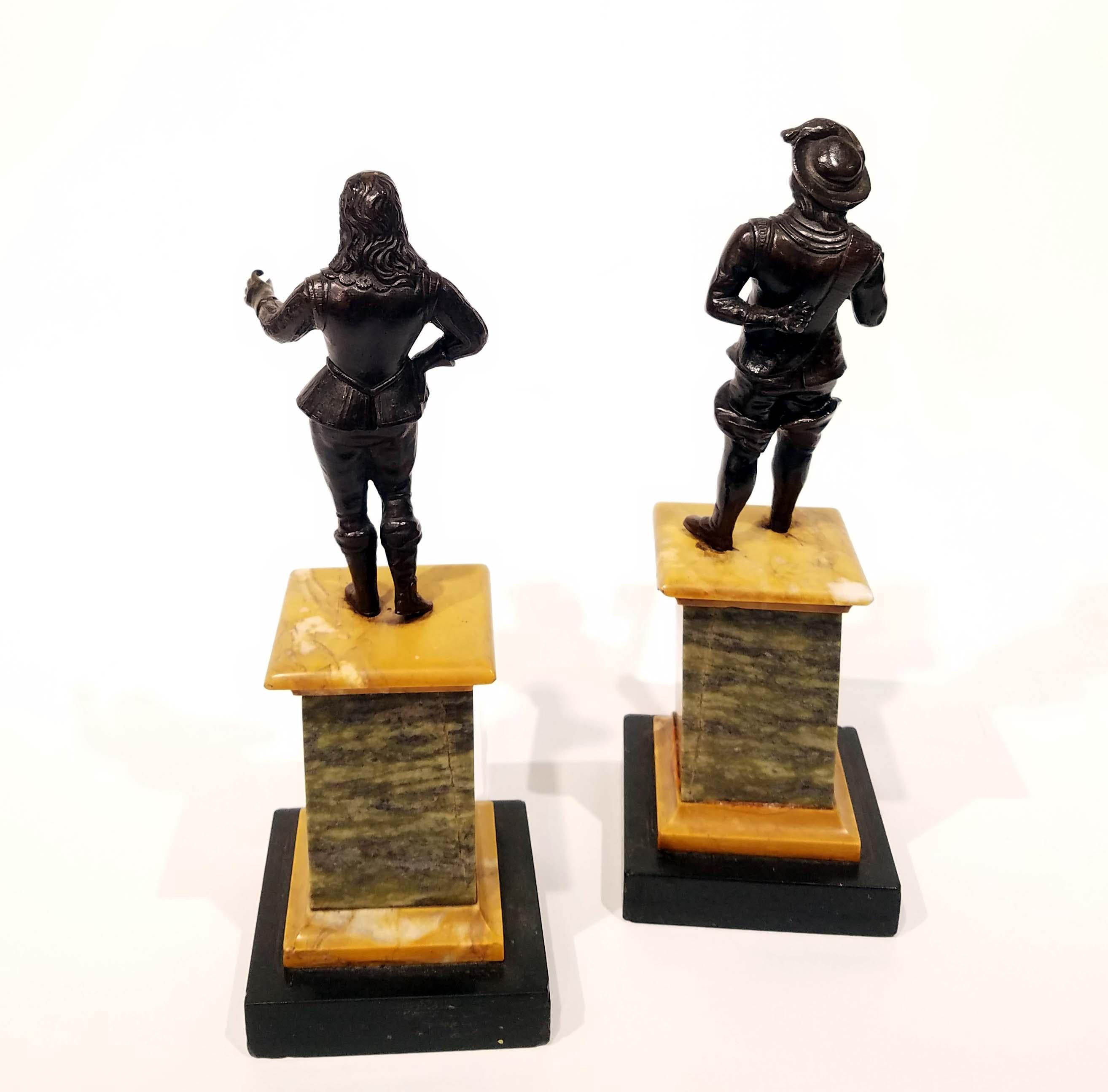 Patinated Pair of Grand Tour Bronze Figures Italian, circa 1850