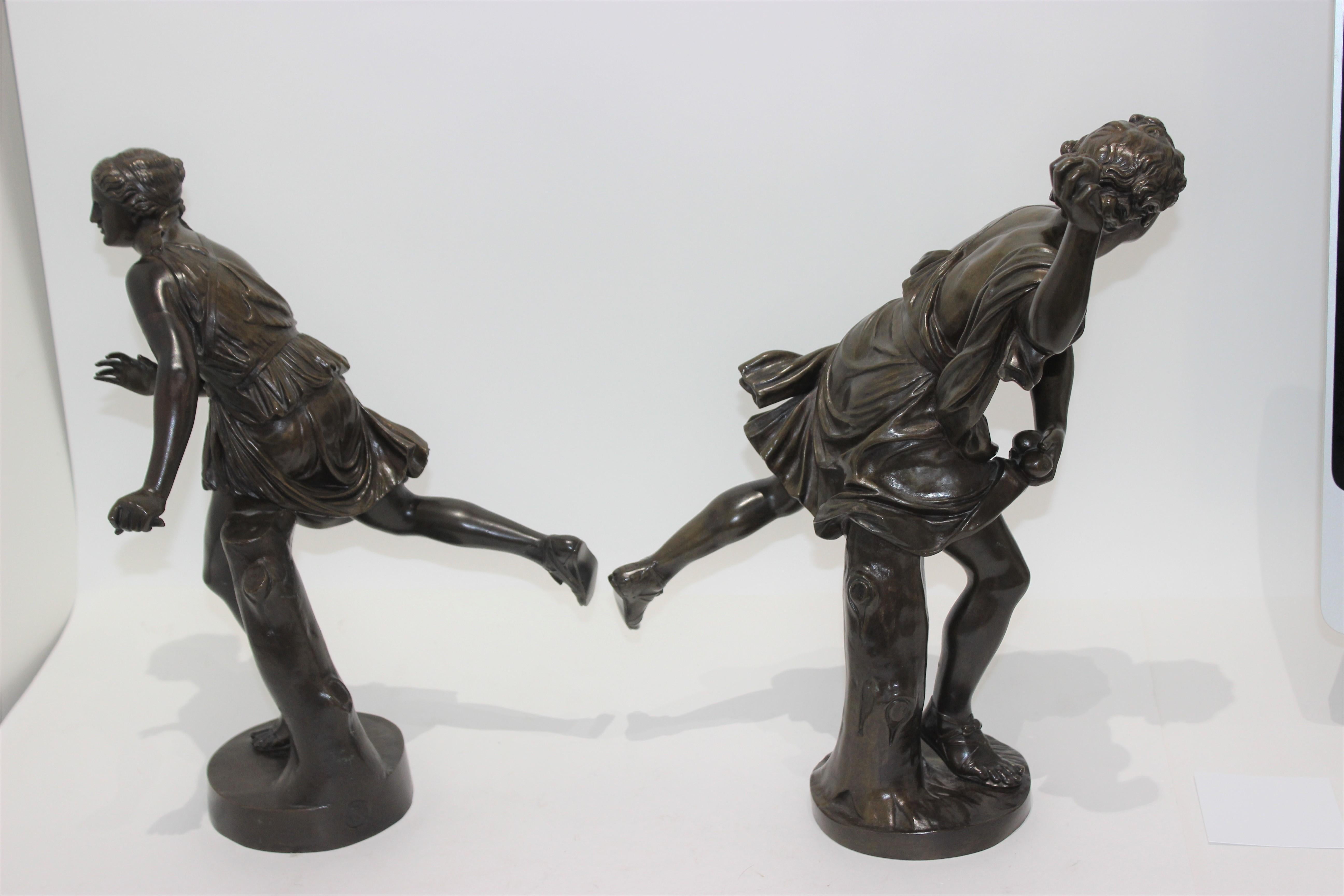 19th Century Pair of Grand Tour Bronzes of Atalanta and Hippomenes For Sale