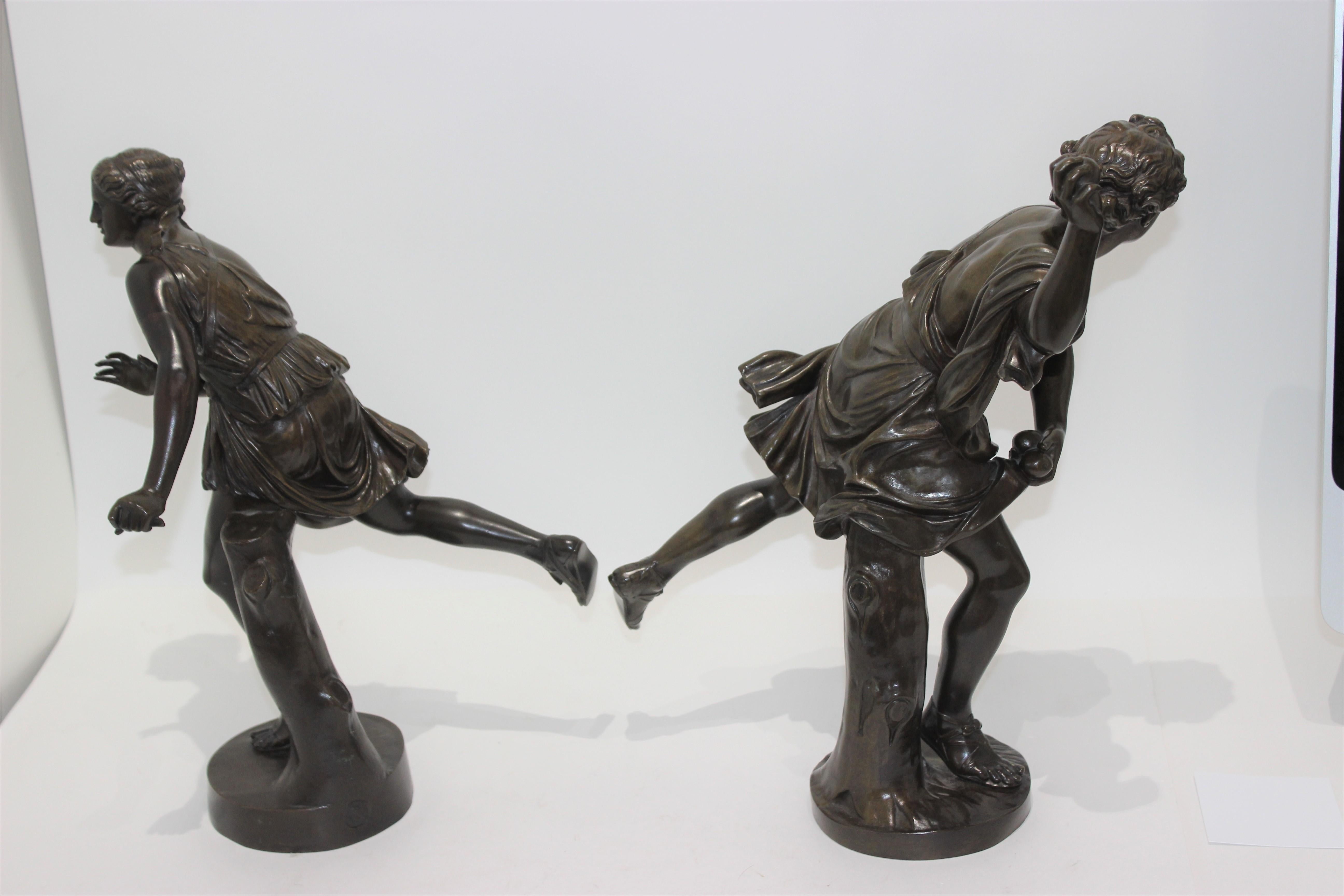 Pareja de bronces Grand Tour de Atalanta e Hipómenes siglo XIX en venta