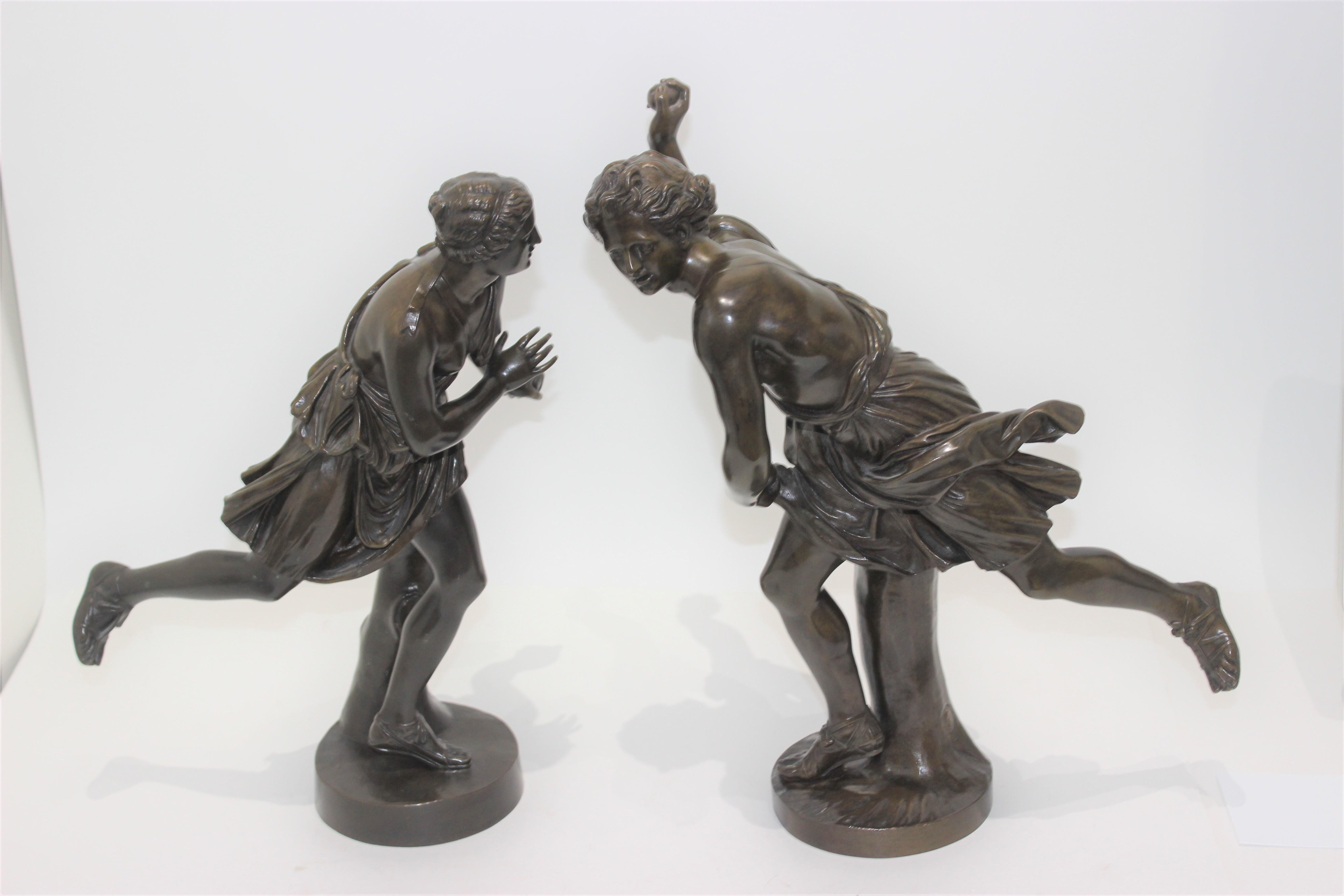 Pair of Grand Tour Bronzes of Atalanta and Hippomenes For Sale 2