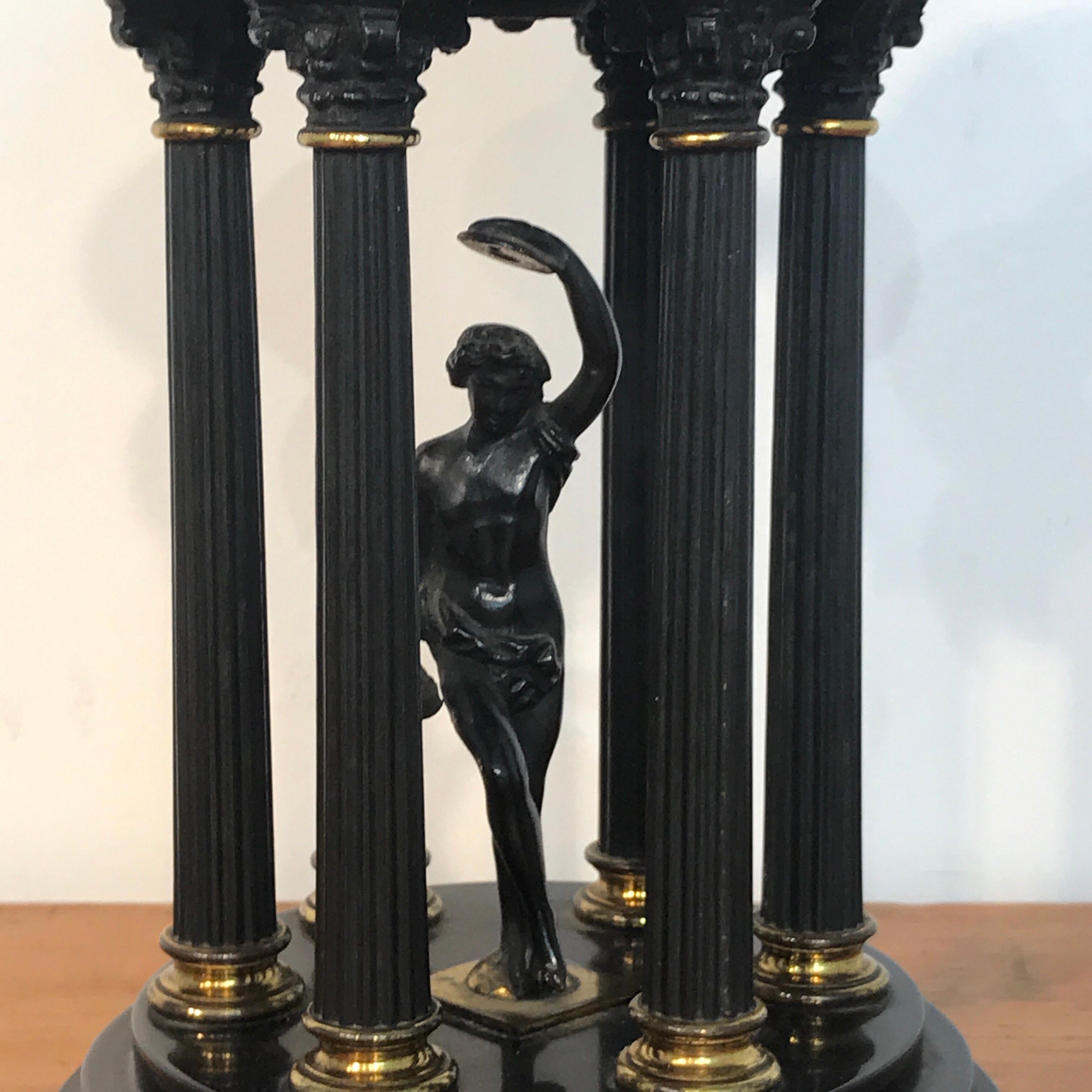 Gilt Pair of Grand Tour Bronze and Marble Models of Tempiettos