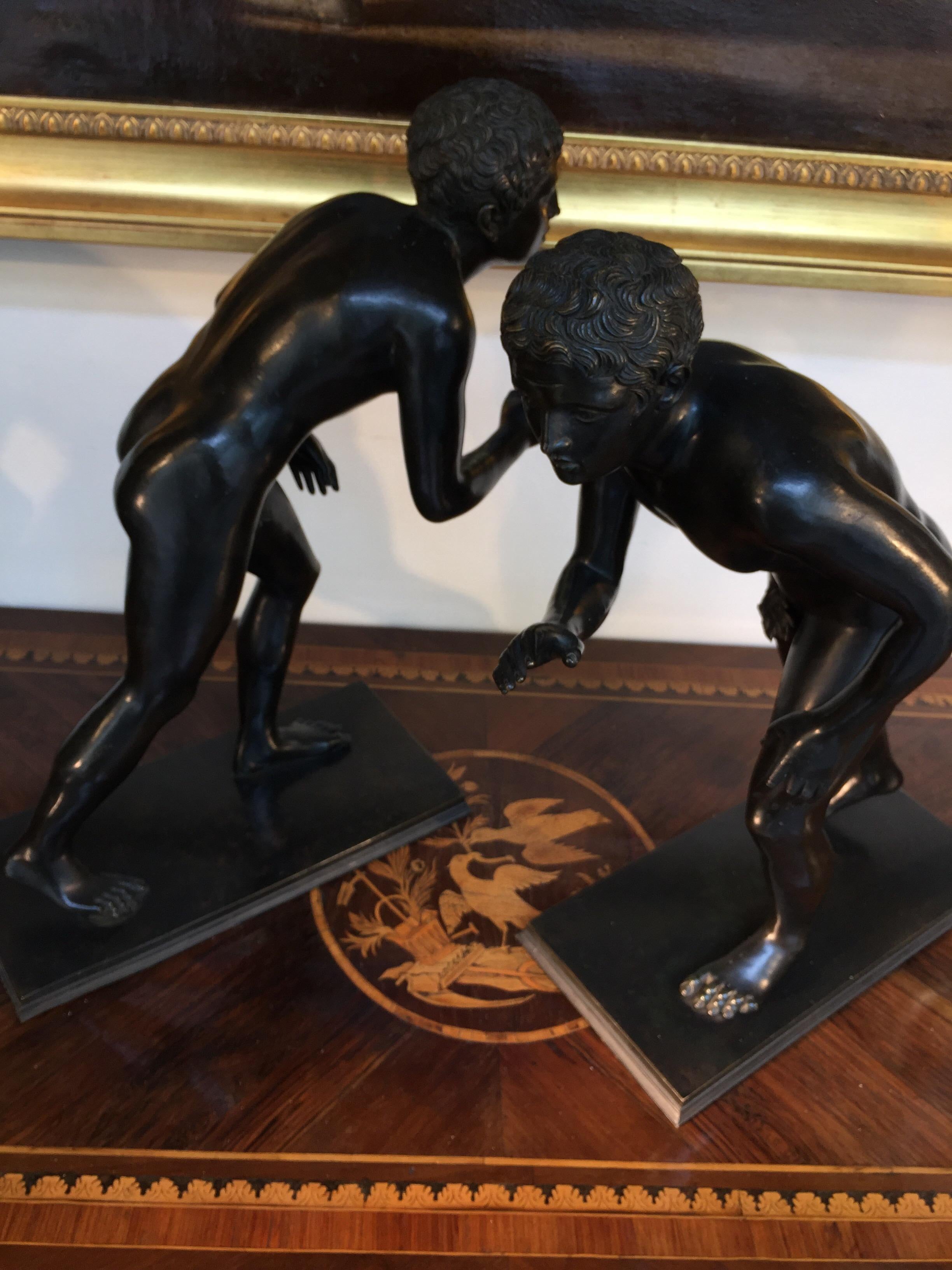 Pair of Grand Tour Bronze Sculptures of the Herculaneum Runners 20th Century 11