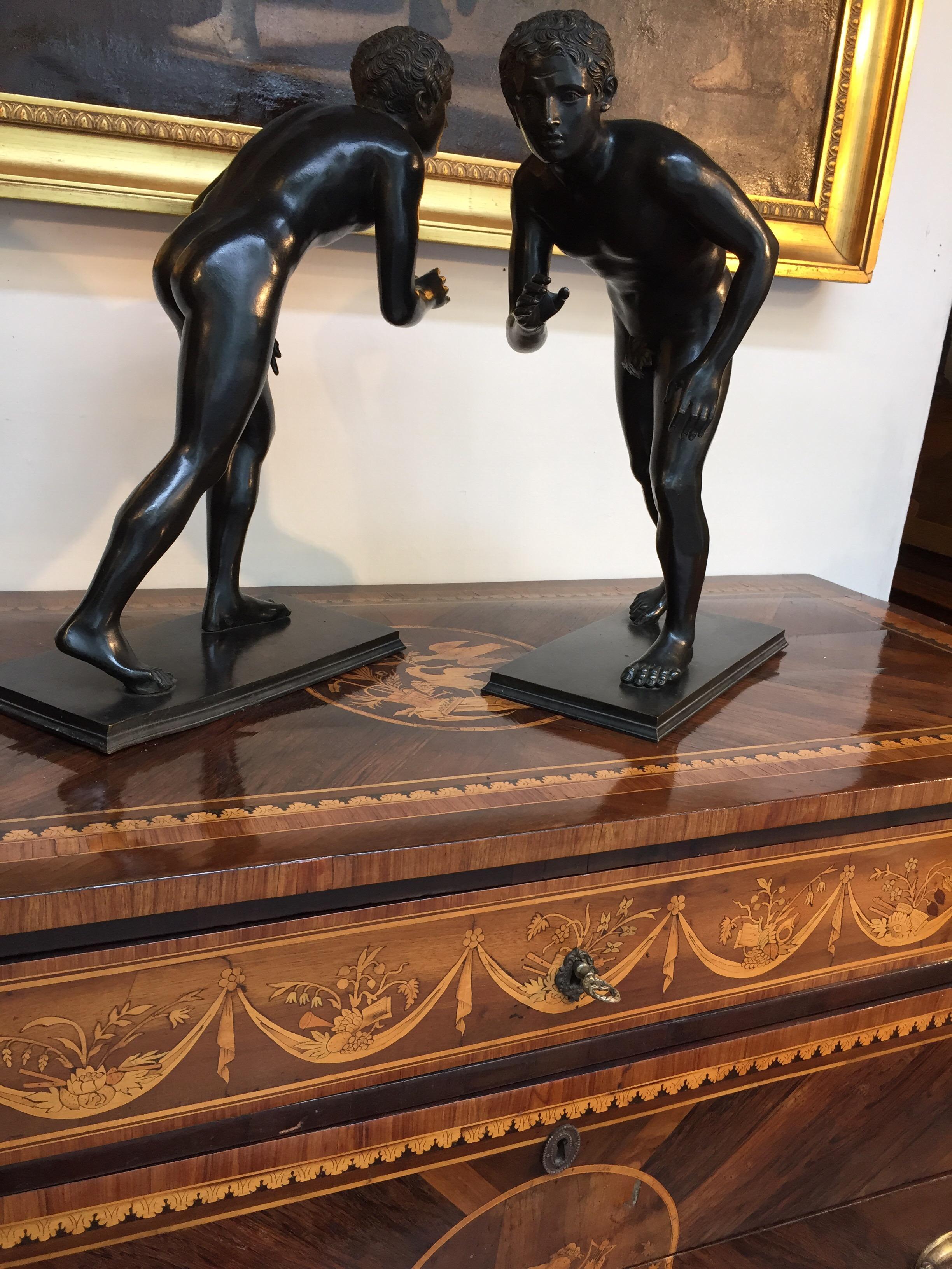 Pair of Grand Tour Bronze Sculptures of the Herculaneum Runners 20th Century 13