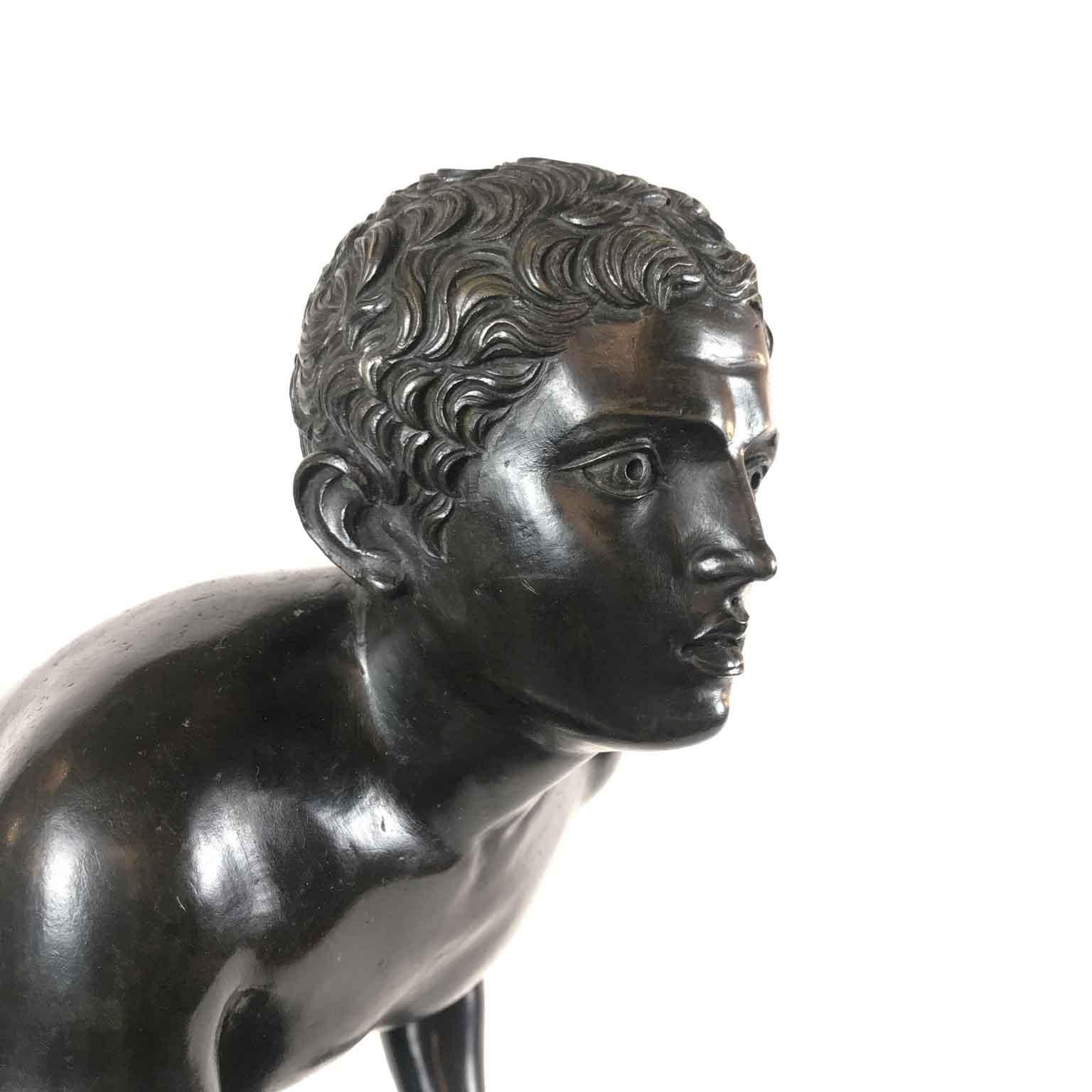 Italian Pair of Grand Tour Bronze Sculptures of the Herculaneum Runners 20th Century