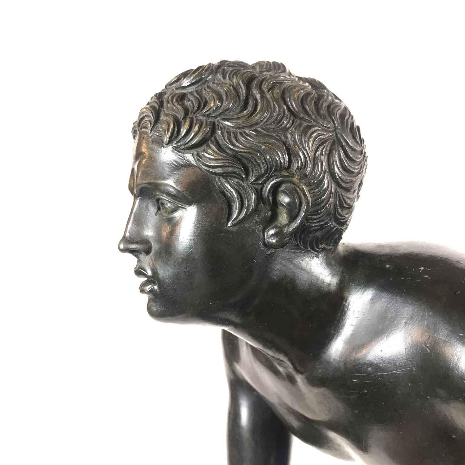 Cast Pair of Grand Tour Bronze Sculptures of the Herculaneum Runners 20th Century