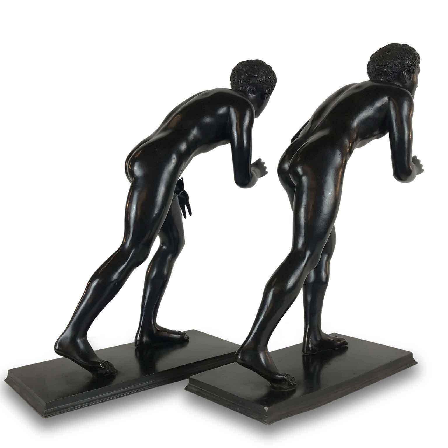 Pair of Grand Tour Bronze Sculptures of the Herculaneum Runners 20th Century 4