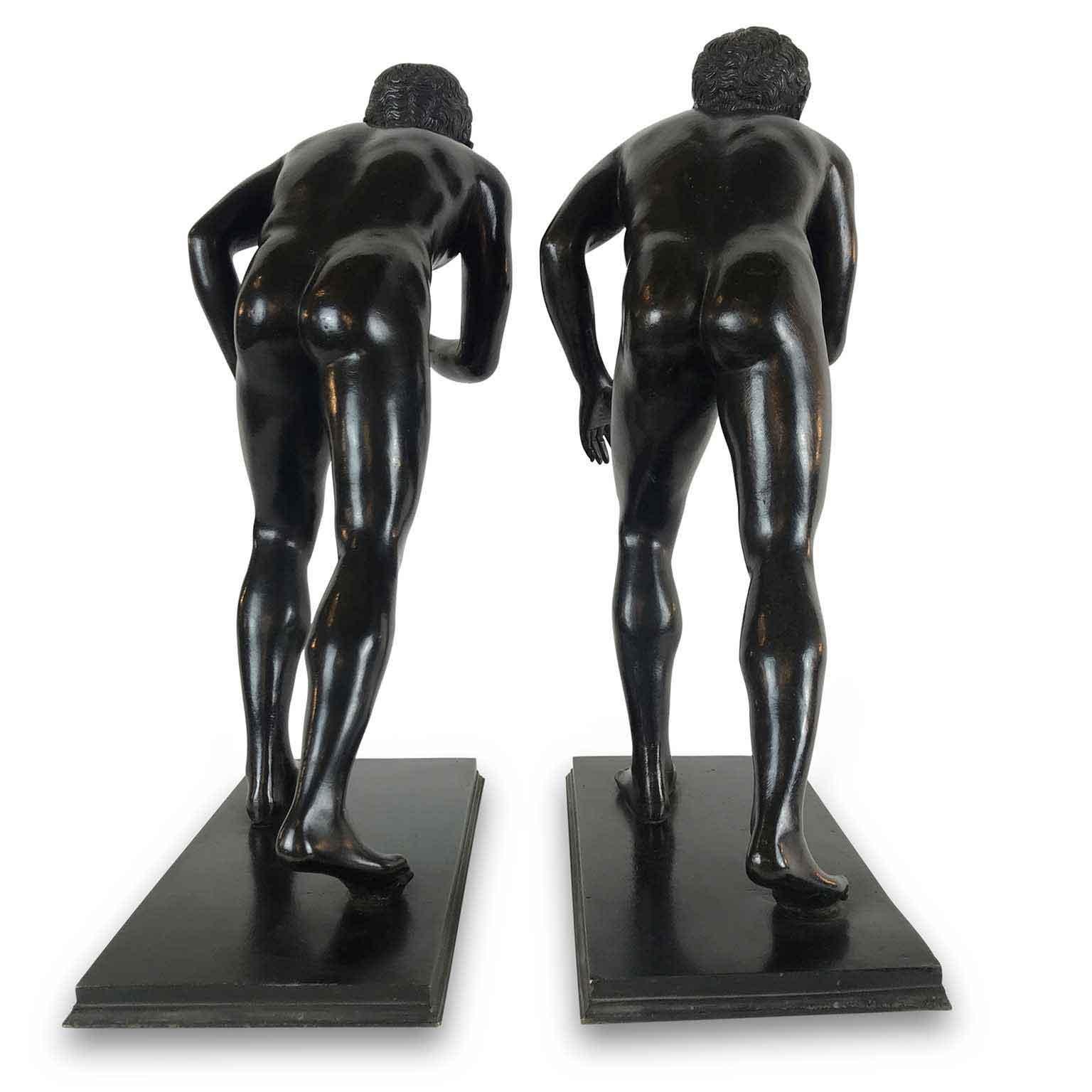 Pair of Grand Tour Bronze Sculptures of the Herculaneum Runners 20th Century 5