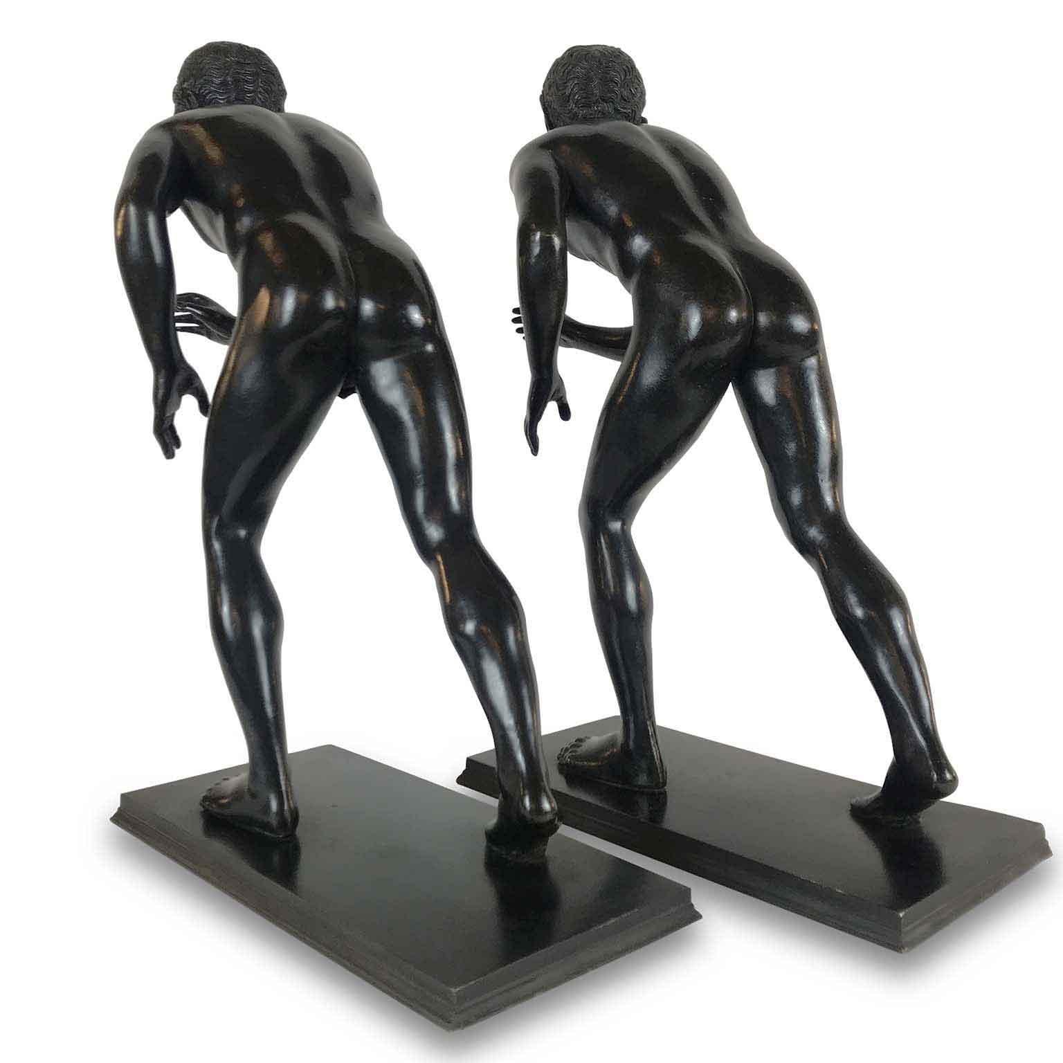 Pair of Grand Tour Bronze Sculptures of the Herculaneum Runners 20th Century 6