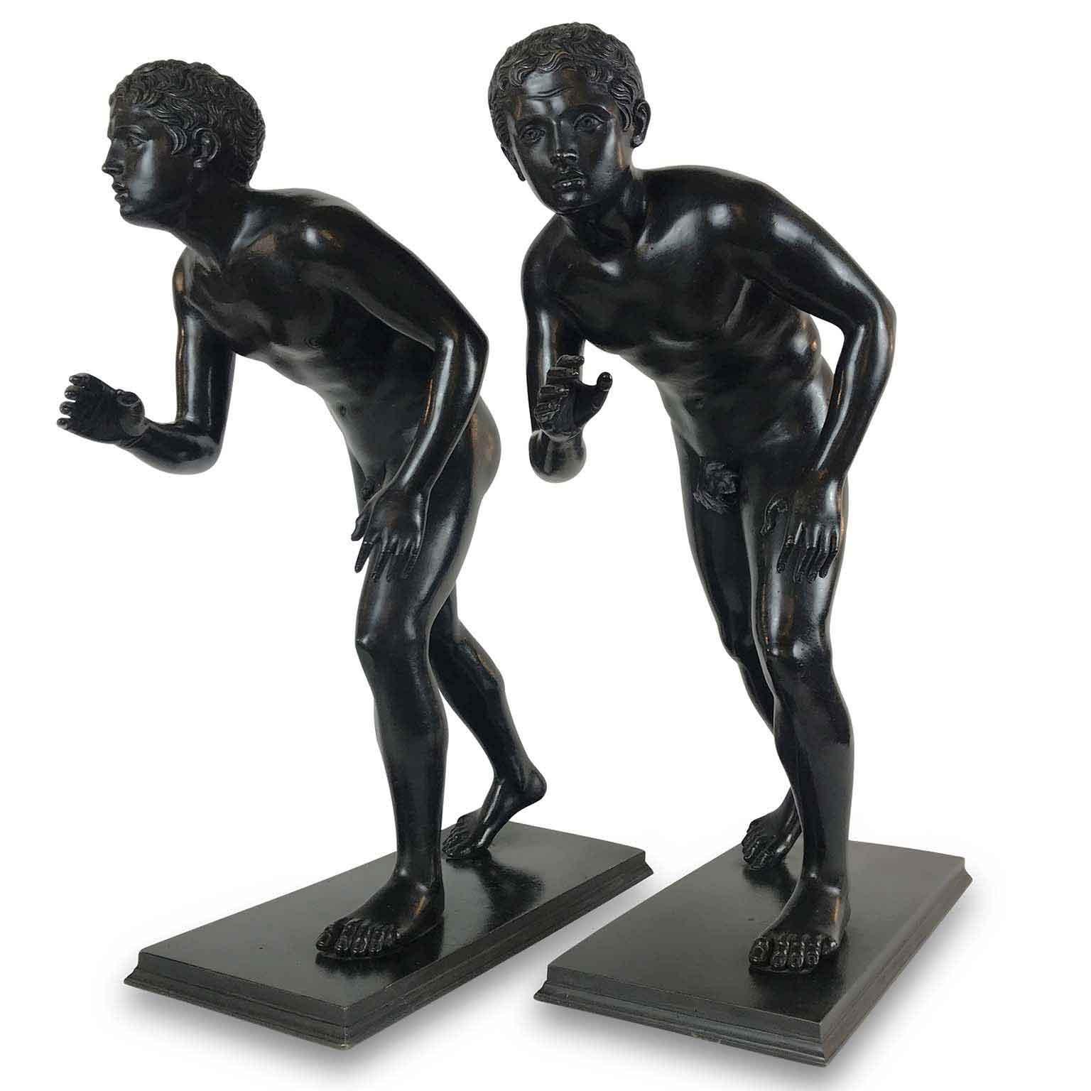 Pair of Grand Tour Bronze Sculptures of the Herculaneum Runners 20th Century 7