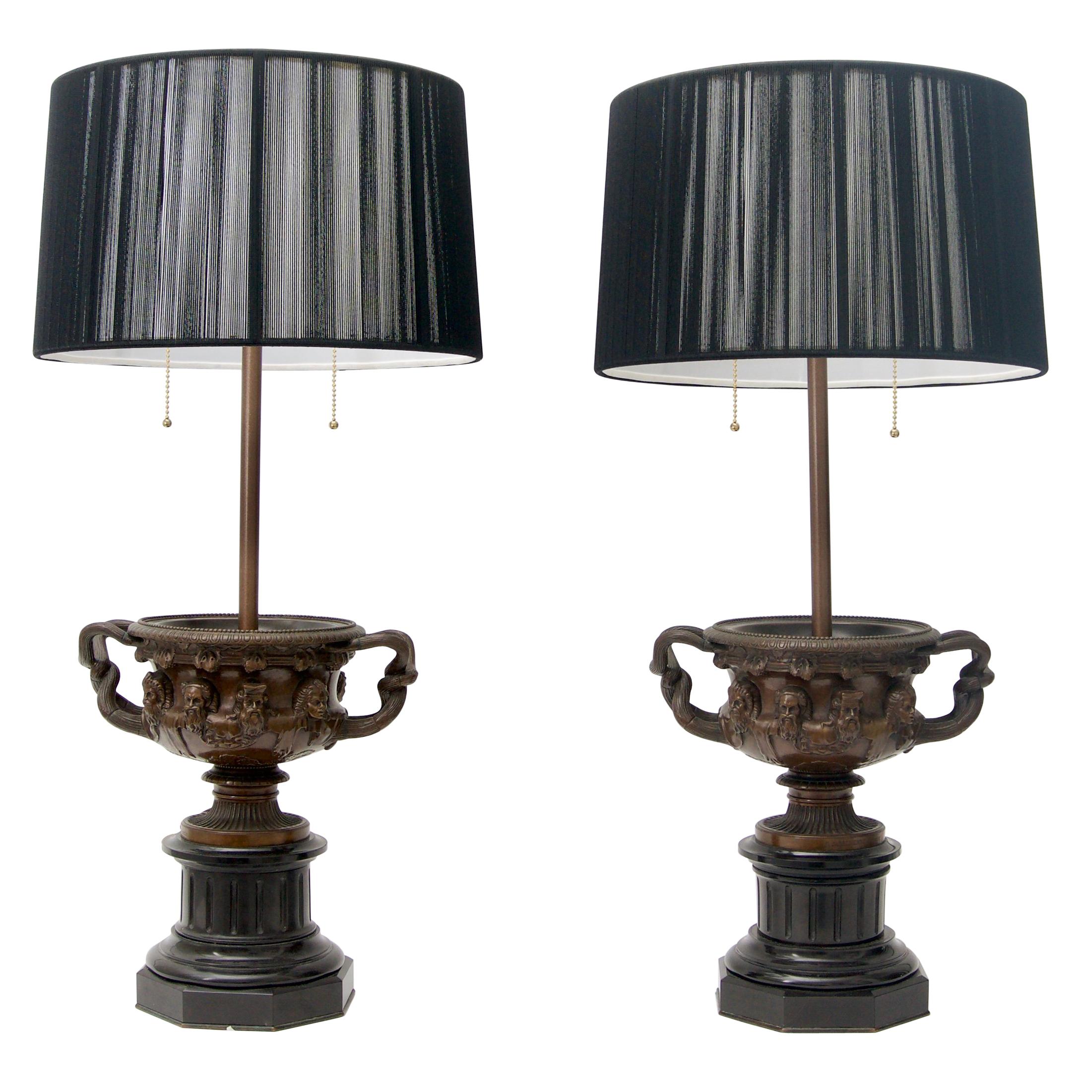 Pair of Grand Tour Bronze Table Lamps