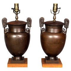 Pair of Grand Tour Bronze Table Lamps