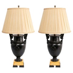 Antique Pair of Grand Tour Bronze Urn Table Lamps
