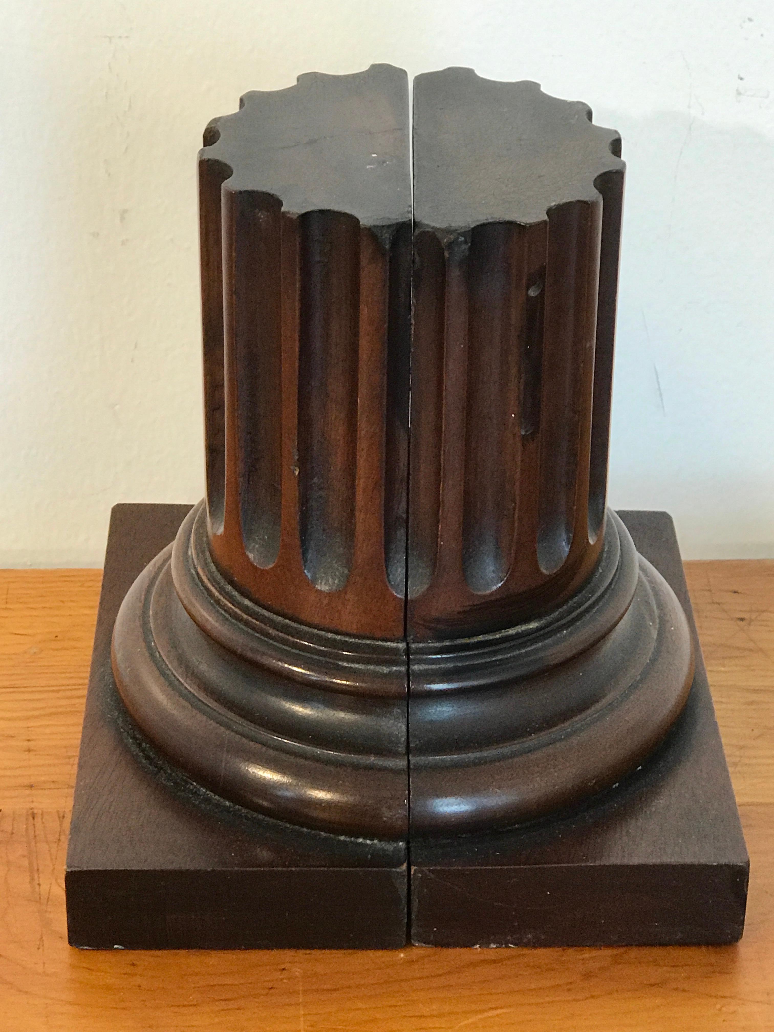 European Pair of Grand Tour Carved Wood Column Bookends